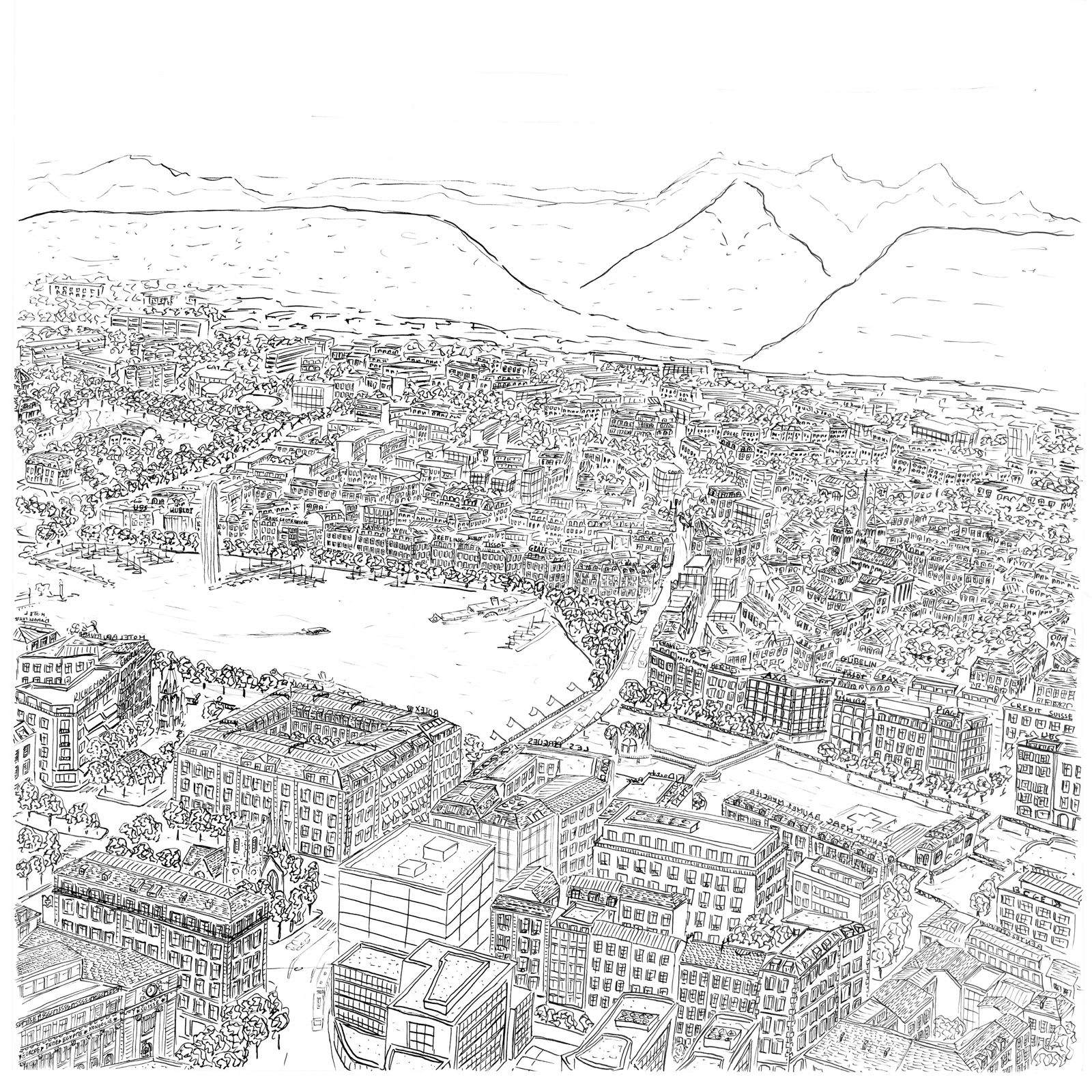 Martin LA ROCHE Geneva - Mont Blanc Digital print on fine art paper 30 x 30 cm