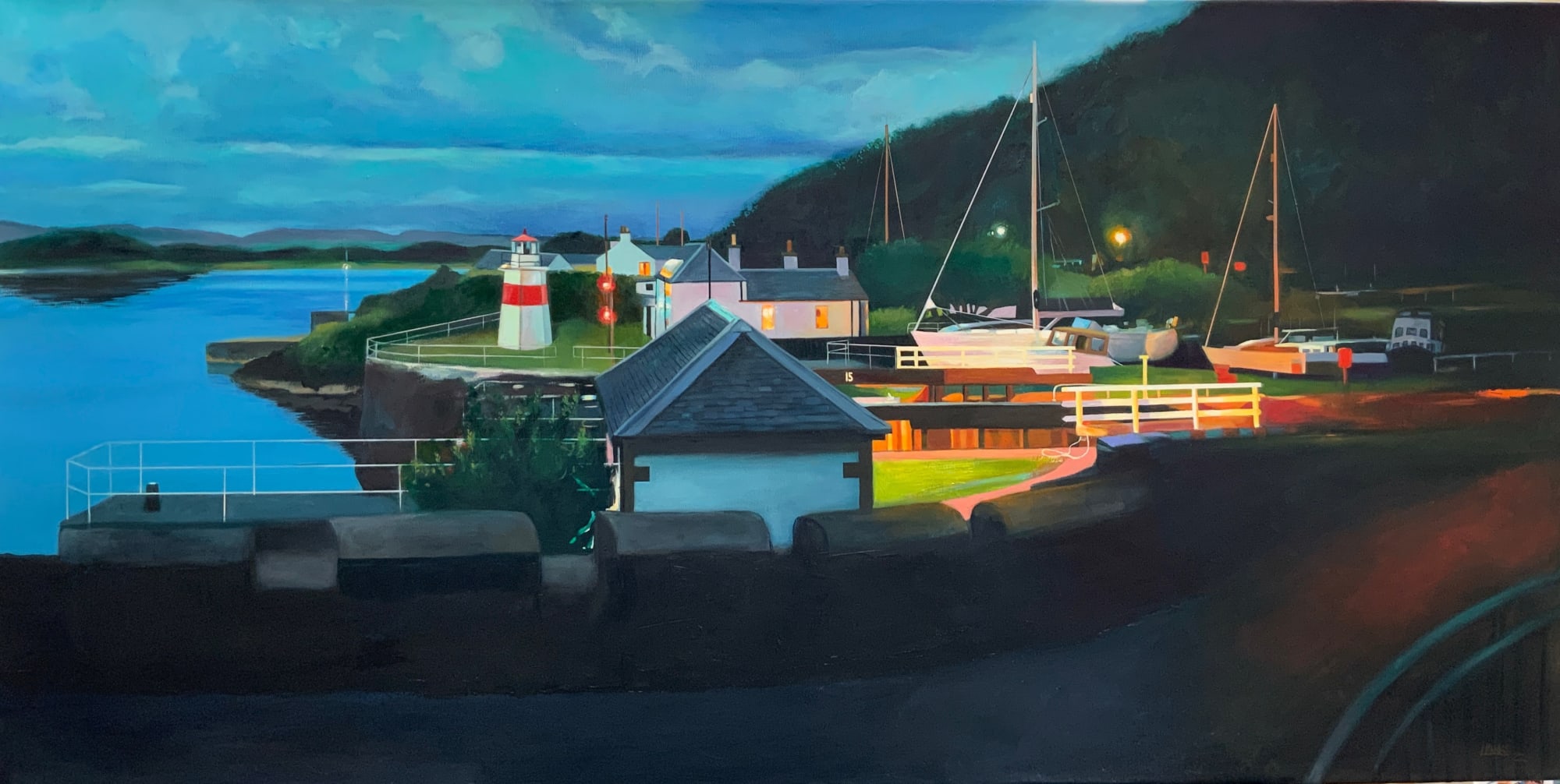 Crinan - Nocturne: oil on deep edge linen 100 x 200 cm