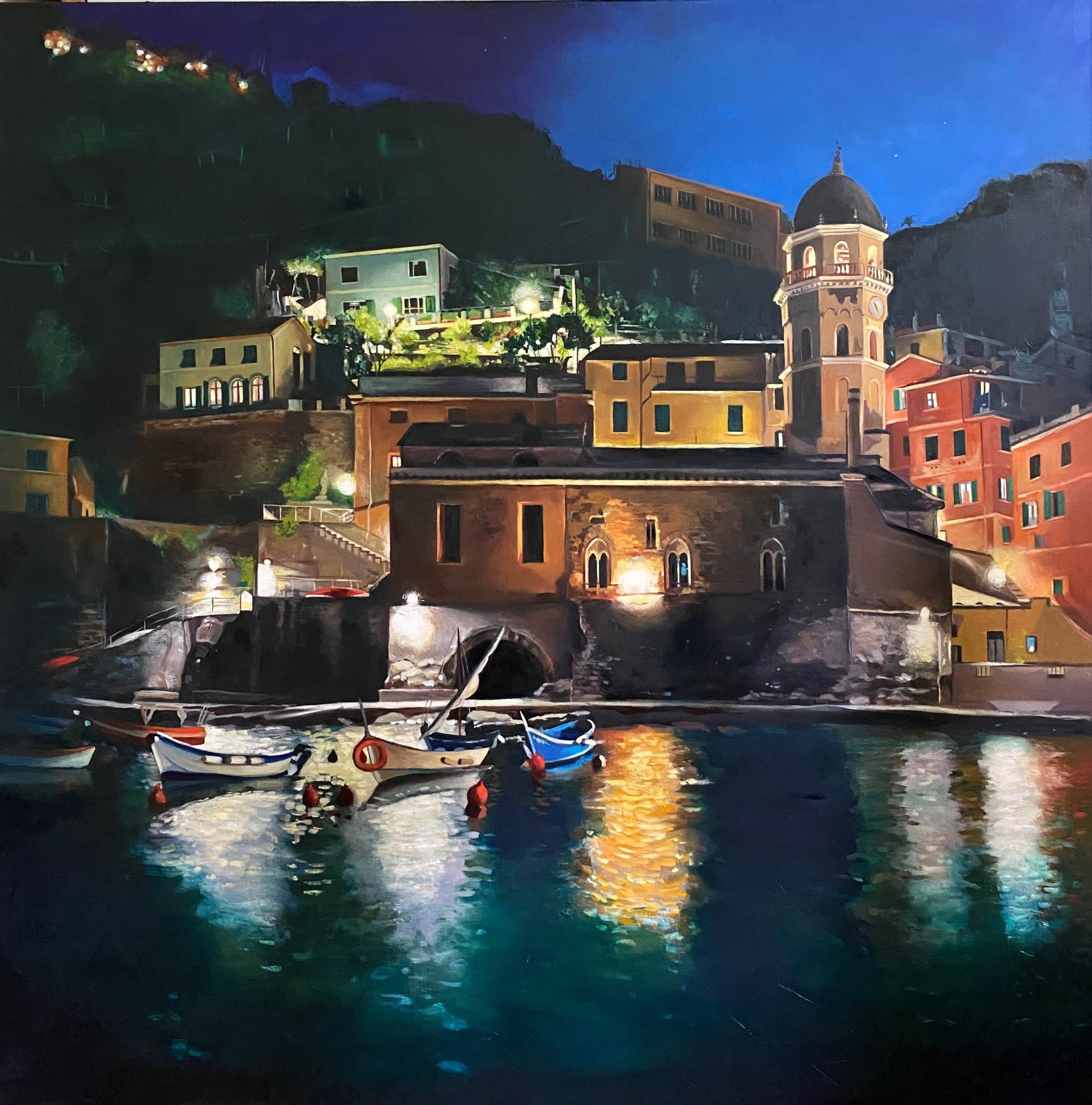 Vernazza Nocturne: oil on linen 100 x 100cm