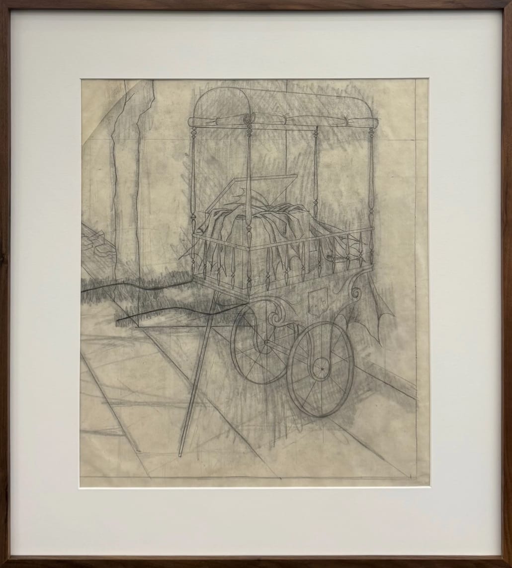 Remedios Varo, Dibujo previo de "Vuelo mágico" (Preliminary drawing of "Magic Flight"), 1956