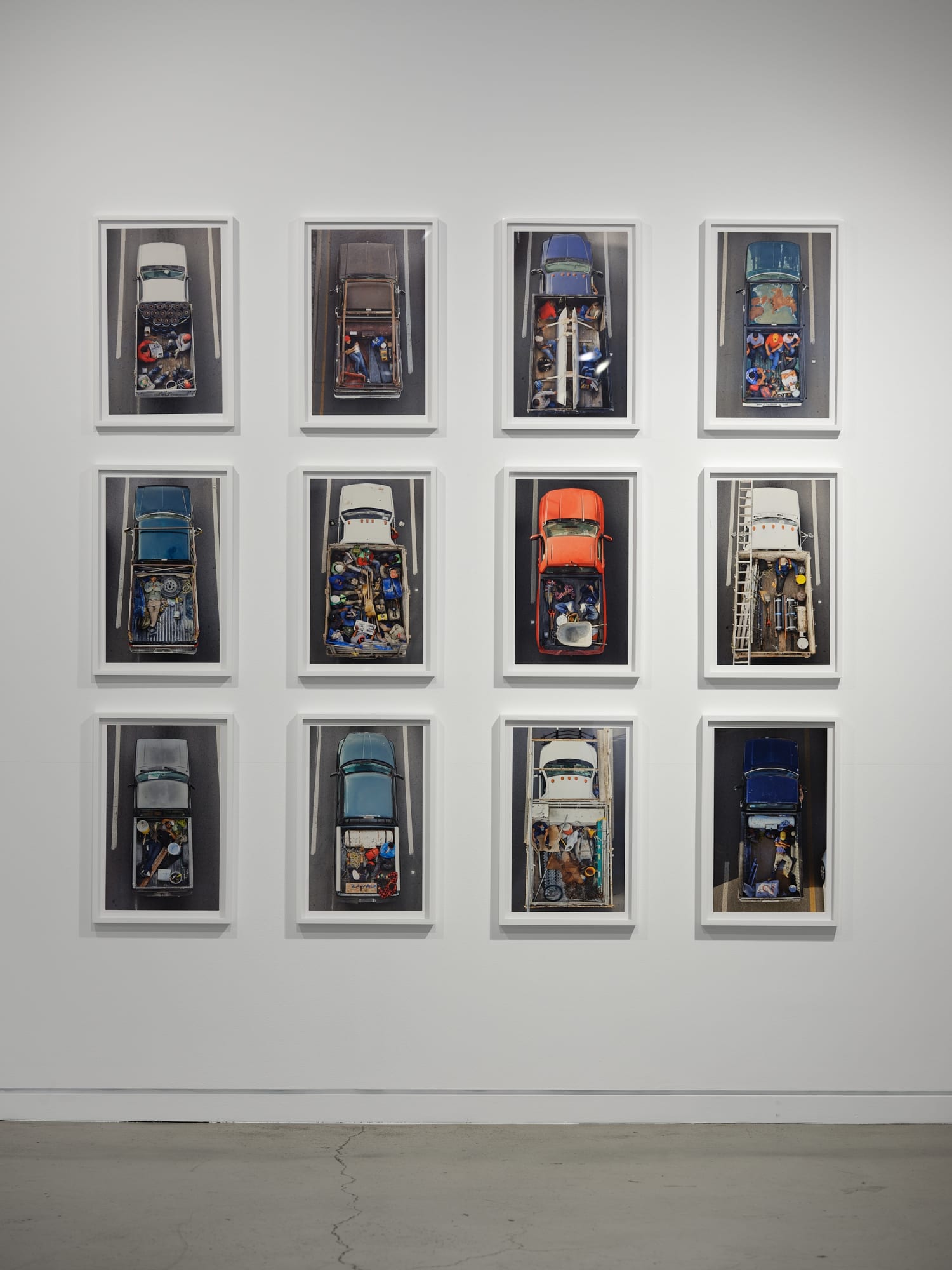 Image of a selection from Carpoolers, 2011-2012 by Alejandro Cartagena. Installation image by Chris Grunder.