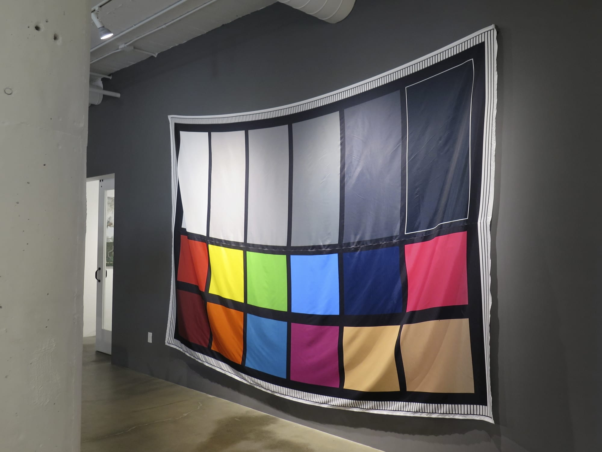 Installation images from Stephanie Syjuco’s solo exhibition Neutral Calibration Studies (Ornament + Crime), at Catharine Clark Gallery, 2016