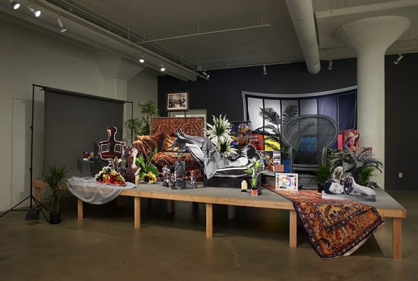 Installation images from Stephanie Syjuco’s solo exhibition Neutral Calibration Studies (Ornament + Crime), at Catharine Clark Gallery, 2016