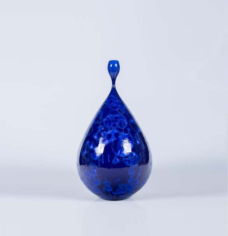 Matt Horne, 5. Tall Blue Vase, Porcelain with Crystalline Glaze