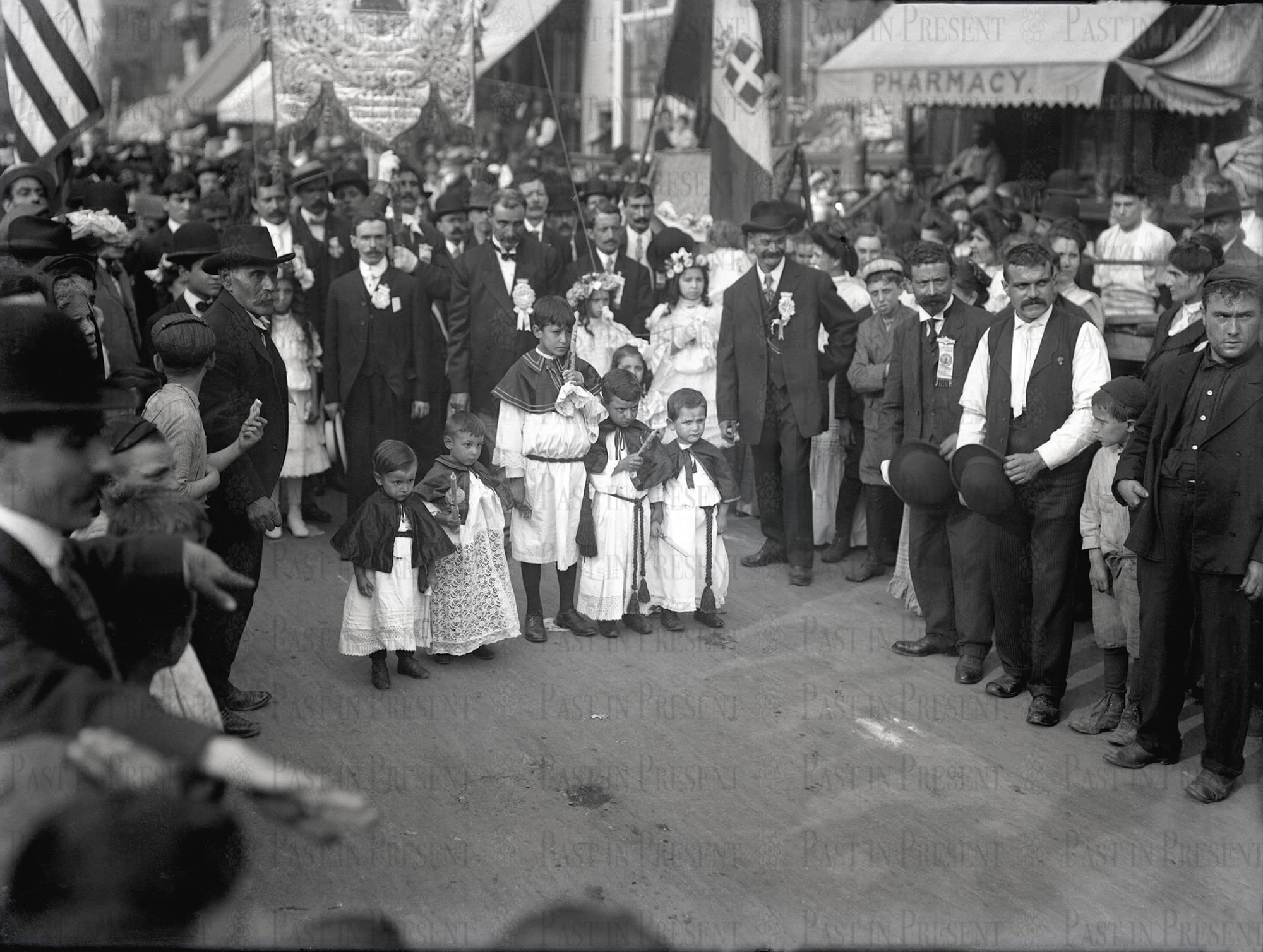 "La Cosa Nostra" NYC Little Italy Saint Rocco's Feast c.1900's. Watermarks do not appear on actual artwork.