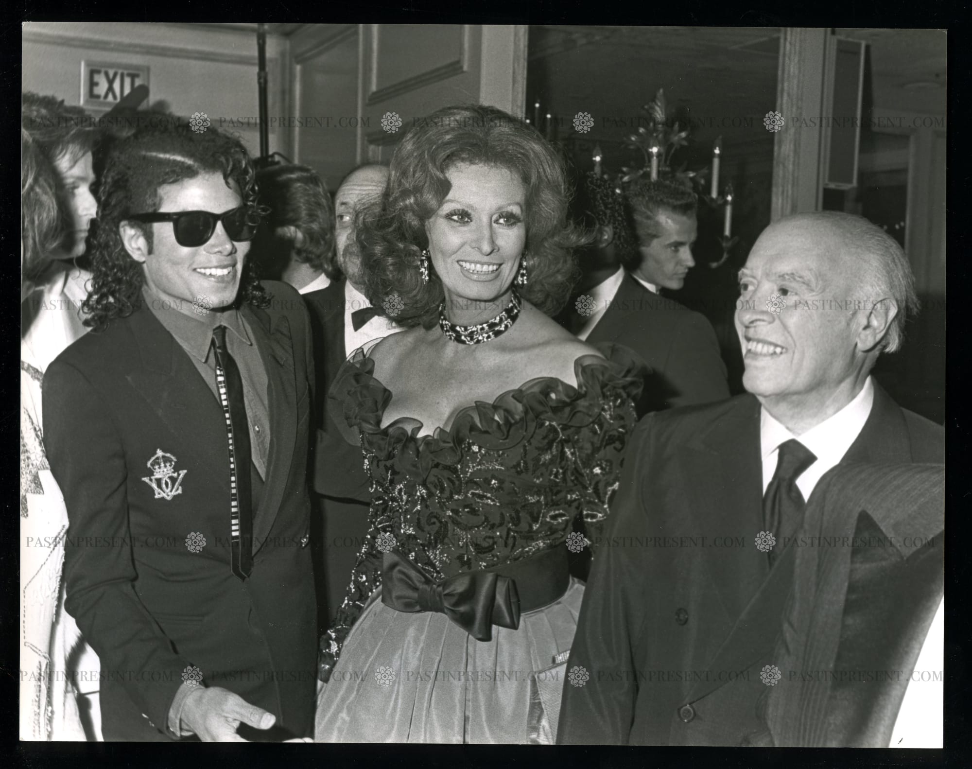 Michael Jackson, Sophia Loren and Carlo Ponti at the 4th Annual American Cinema Awards, Beverly Wilshire Hotel, Los Angeles, 1987