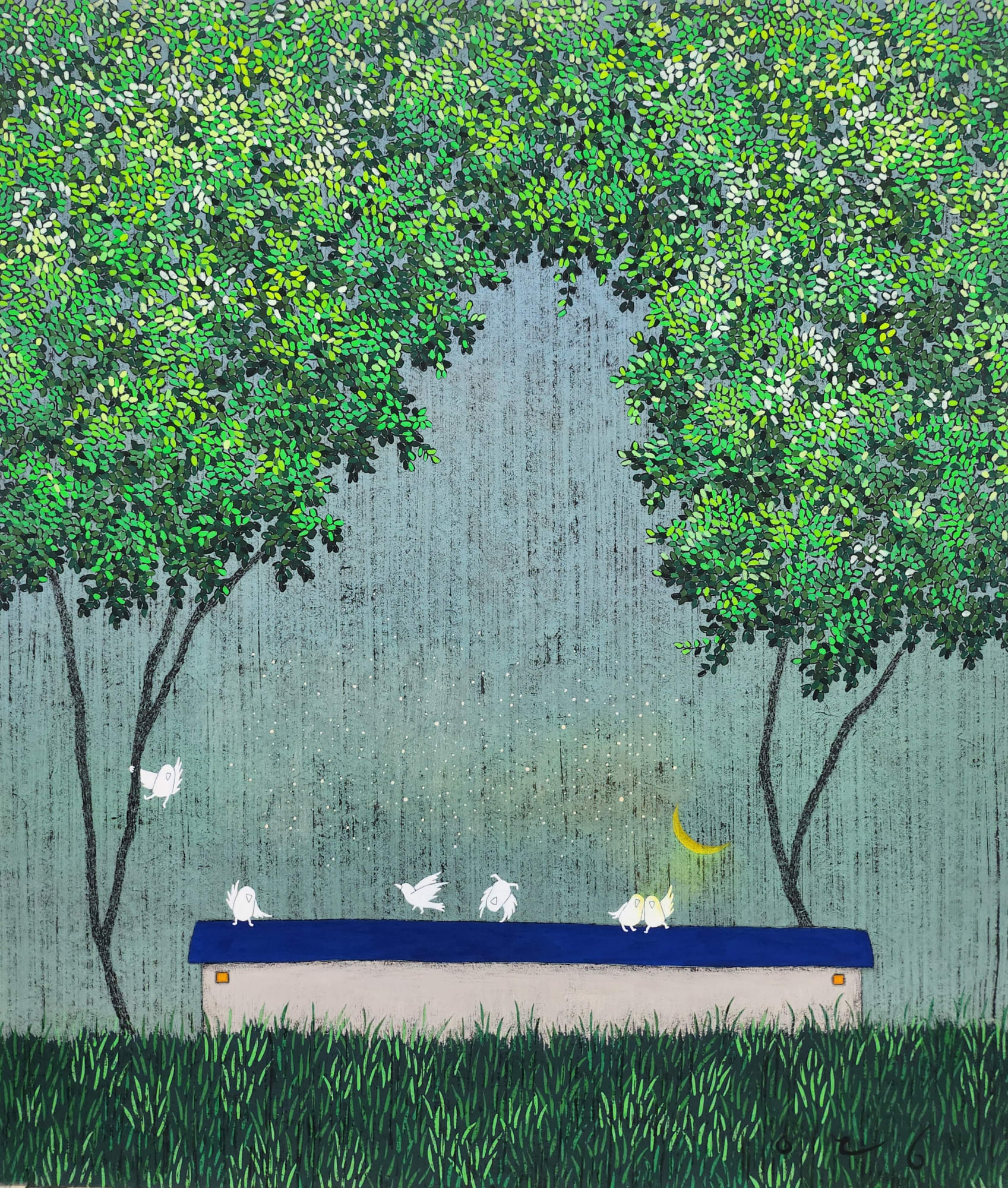 Youngji Lee Can You See Us? 2025 Powdered color on Korean paper 53 x 45cm