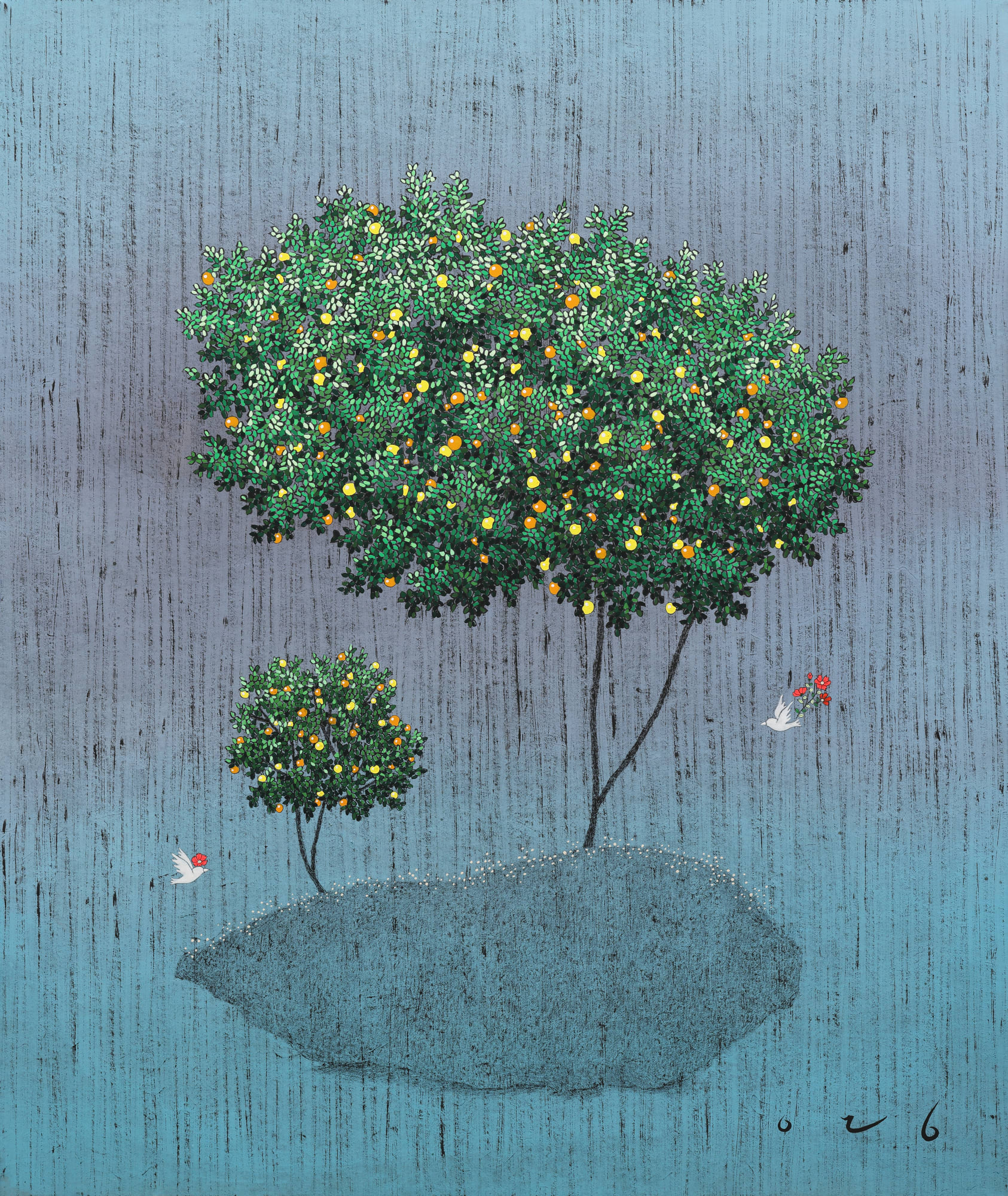 Youngji Lee Feeling like I have everything, 2025 Powdered color on Korean paper 72.7 x 60.6 cm