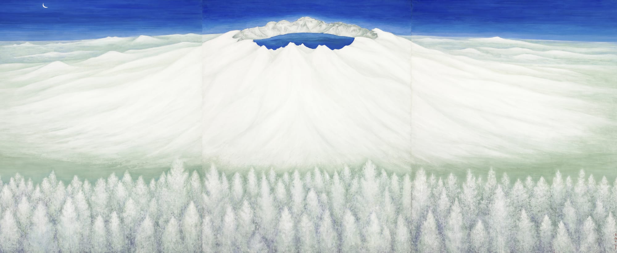 이숙자 백두산의 새벽 2000 390.9x162cm 순지5배접, 암채 Stone color on Korean paper