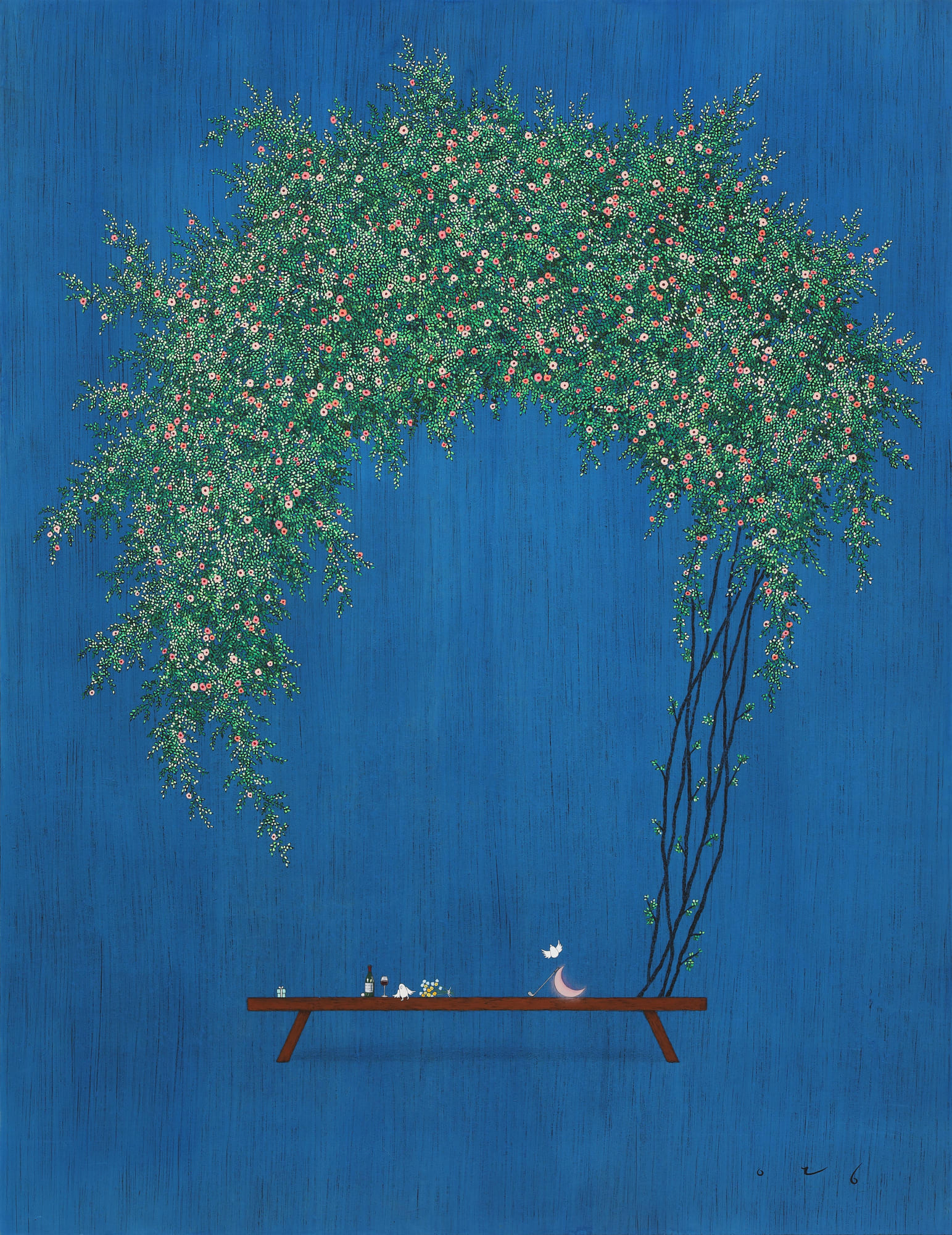 내가 많이 행복해 2023 145.5x112cm 장지위에 분채