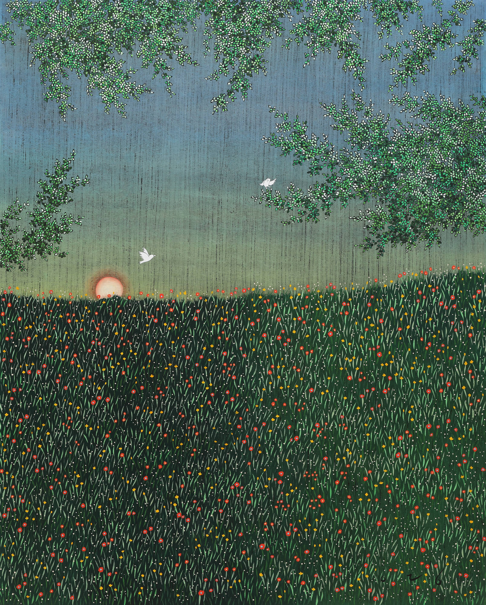 내 두 눈에 다 담고 싶어 2023 91x72.7cm 장지위에 분채