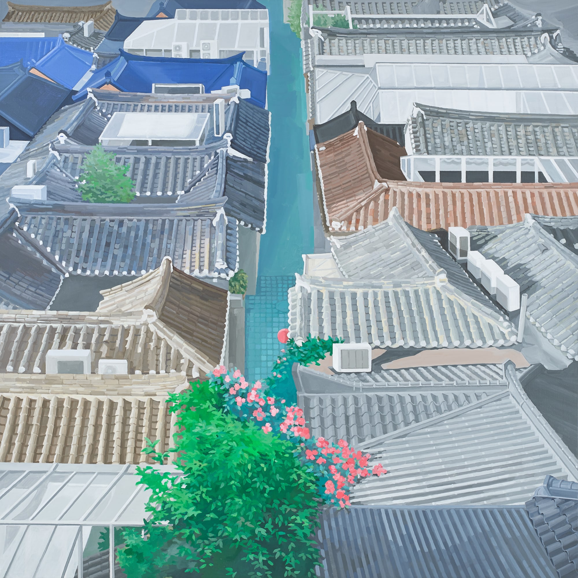 윤정선 지붕들_초여름 2022 130.3x130.3cm Acrylic on canvas