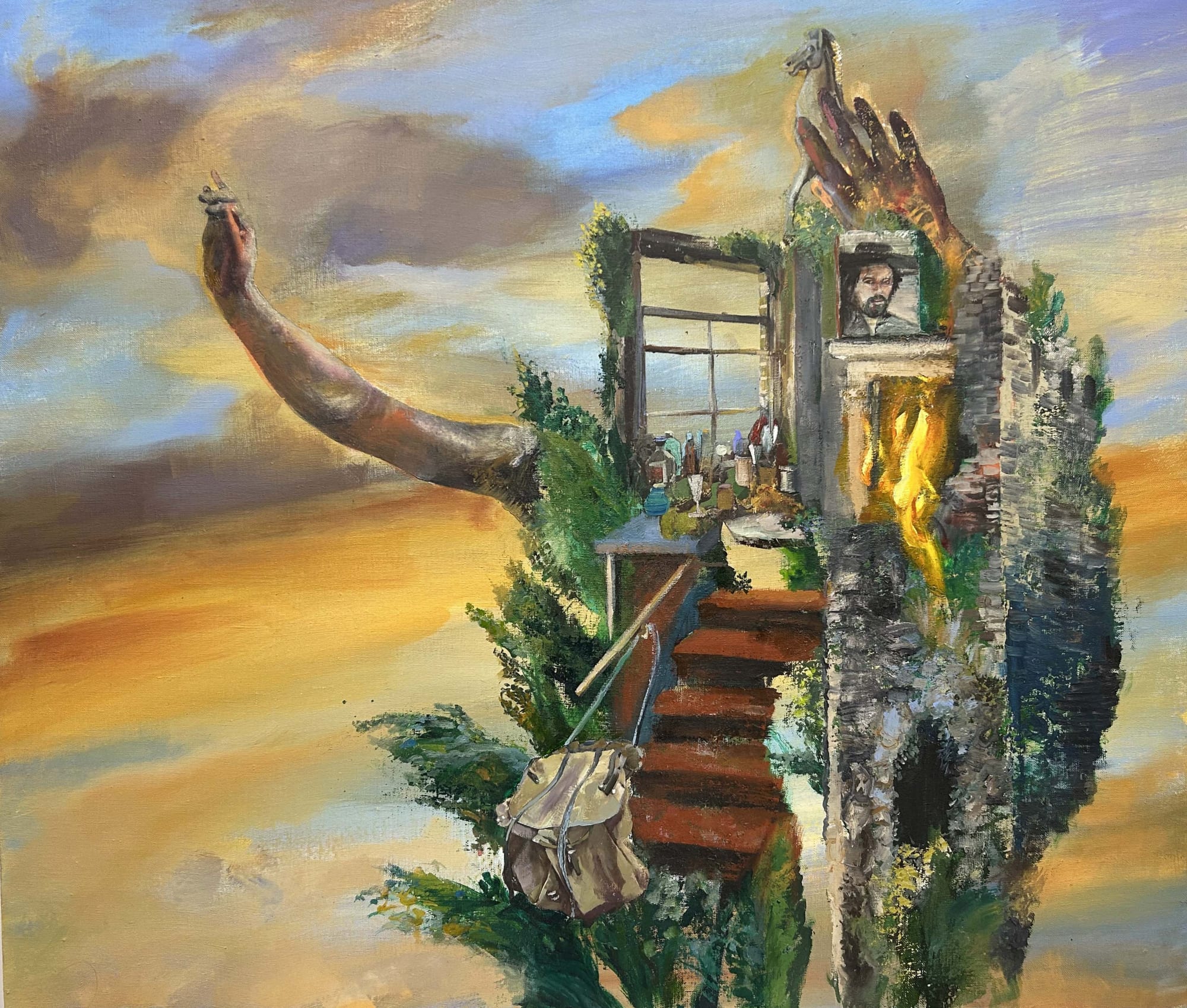 The Tower(self portrait) 2022 90x105 cm Oil on canvas