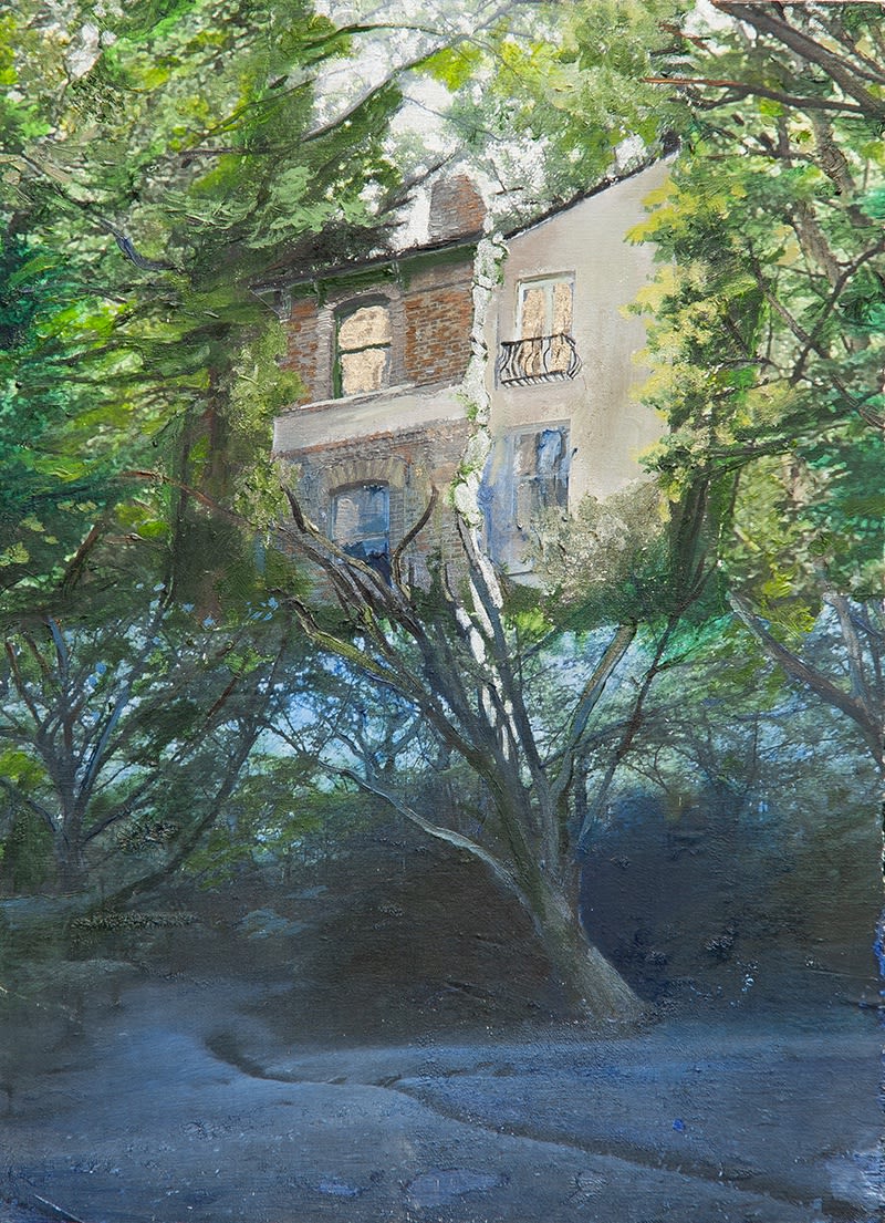 Tree house 2020 Acrylic, Oil, and Gold leaf on Board 40x29.3cm