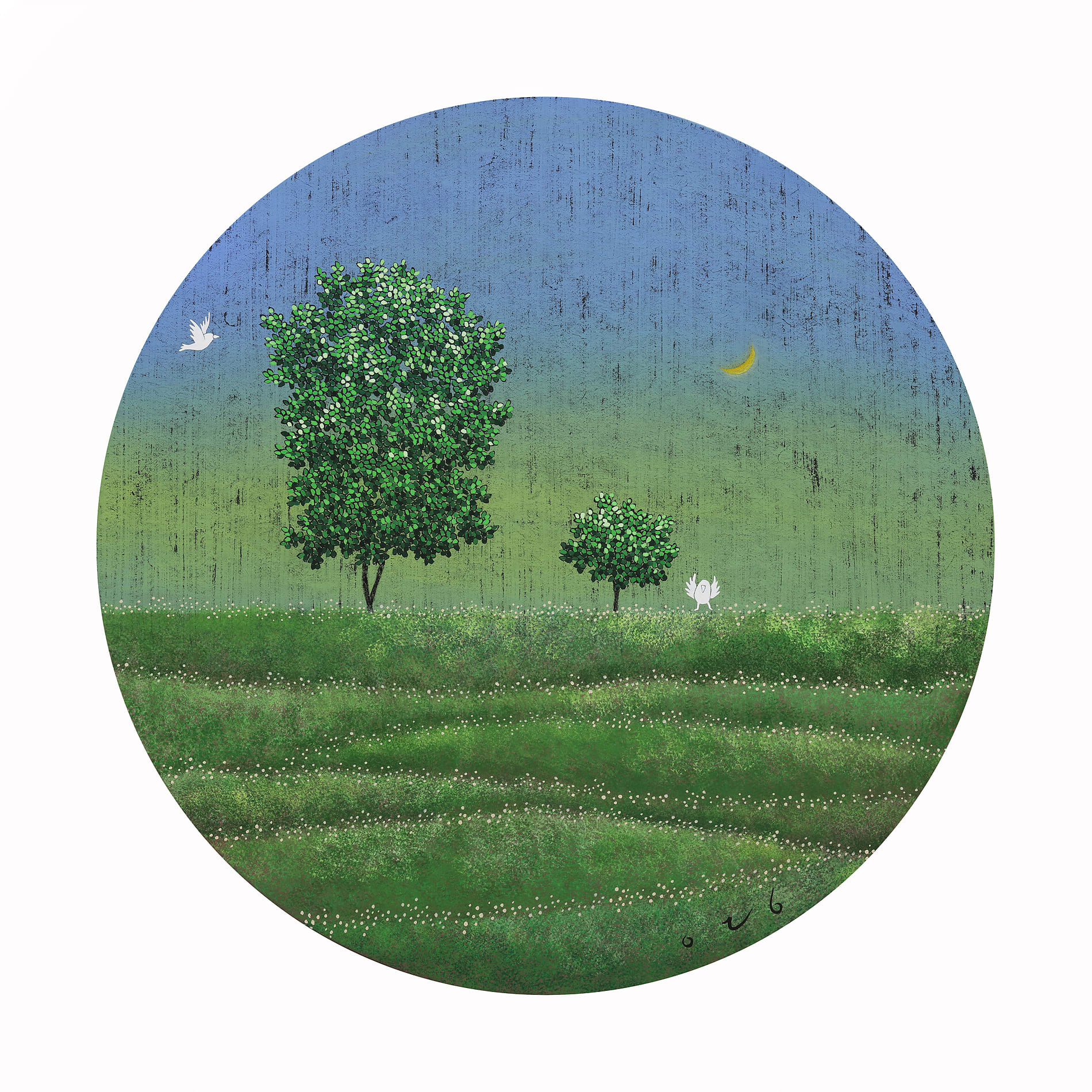 이영지 Youngji Lee 지금 이대로 좋아 2025 장지 위에 분채 50x50cm