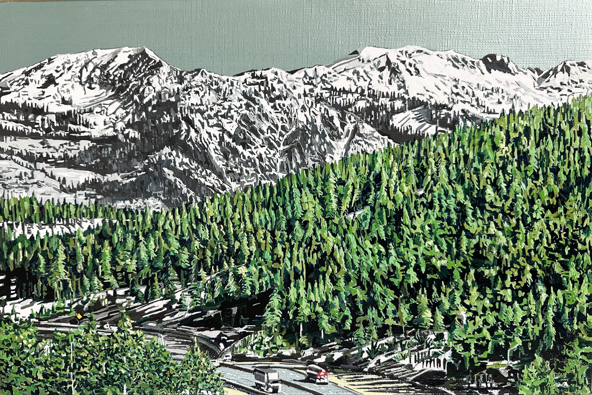 강유진 Yujin Kang snowscape 3 2025 40.9 x 27.3 cm Enamel and acrylic on canvas