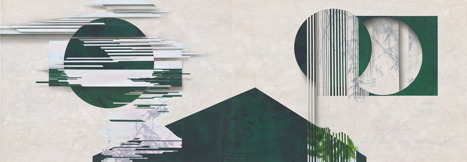 이상덕 Lee Sang Deok 하루 2022 50x130.2cm 2pcs 장지에 먹, 혼합채색, 콜라주