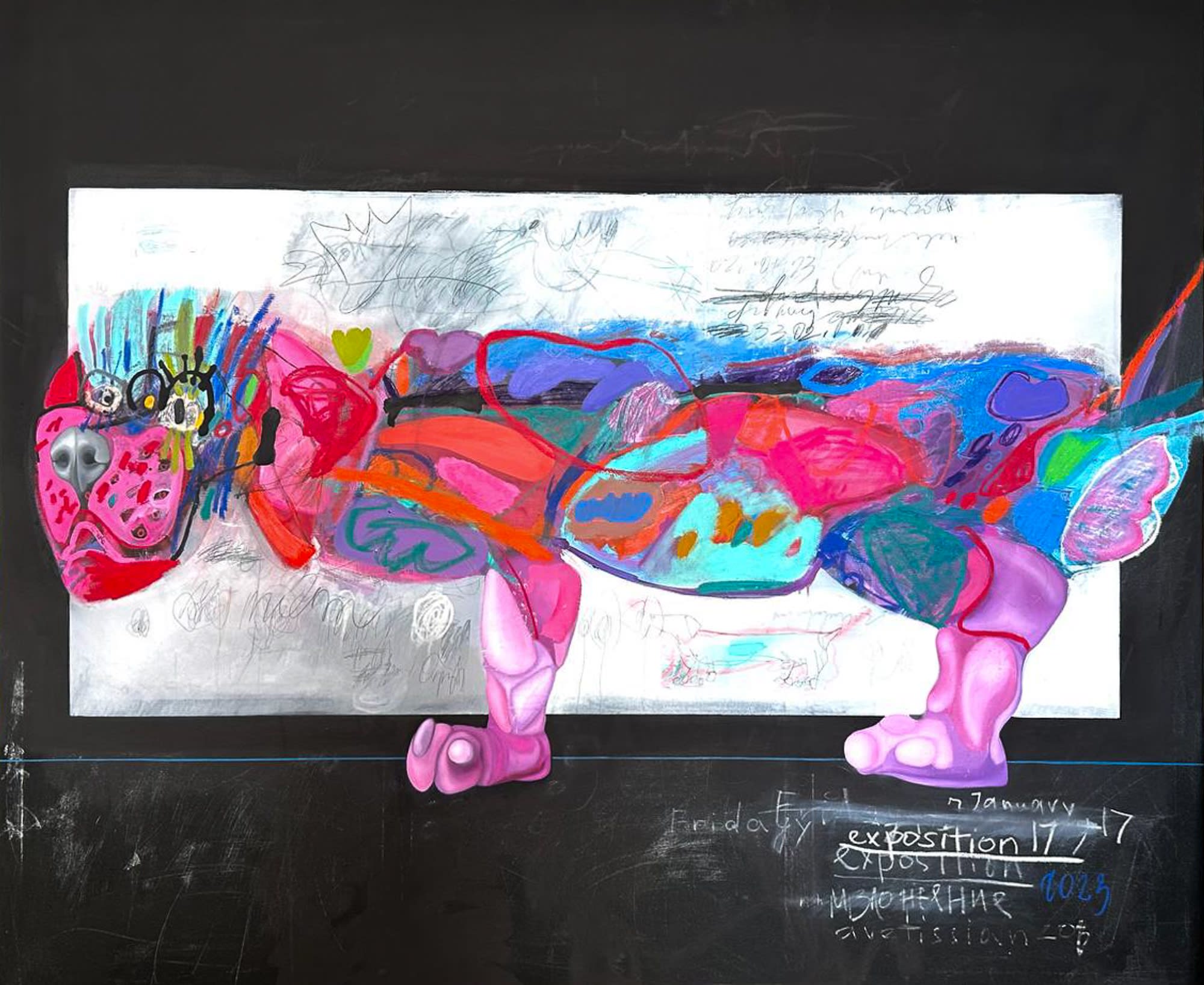 Gayane Avetisyan, Black Board 5, 2023 Oil and acrylic on canvas, 155 x 185 cm