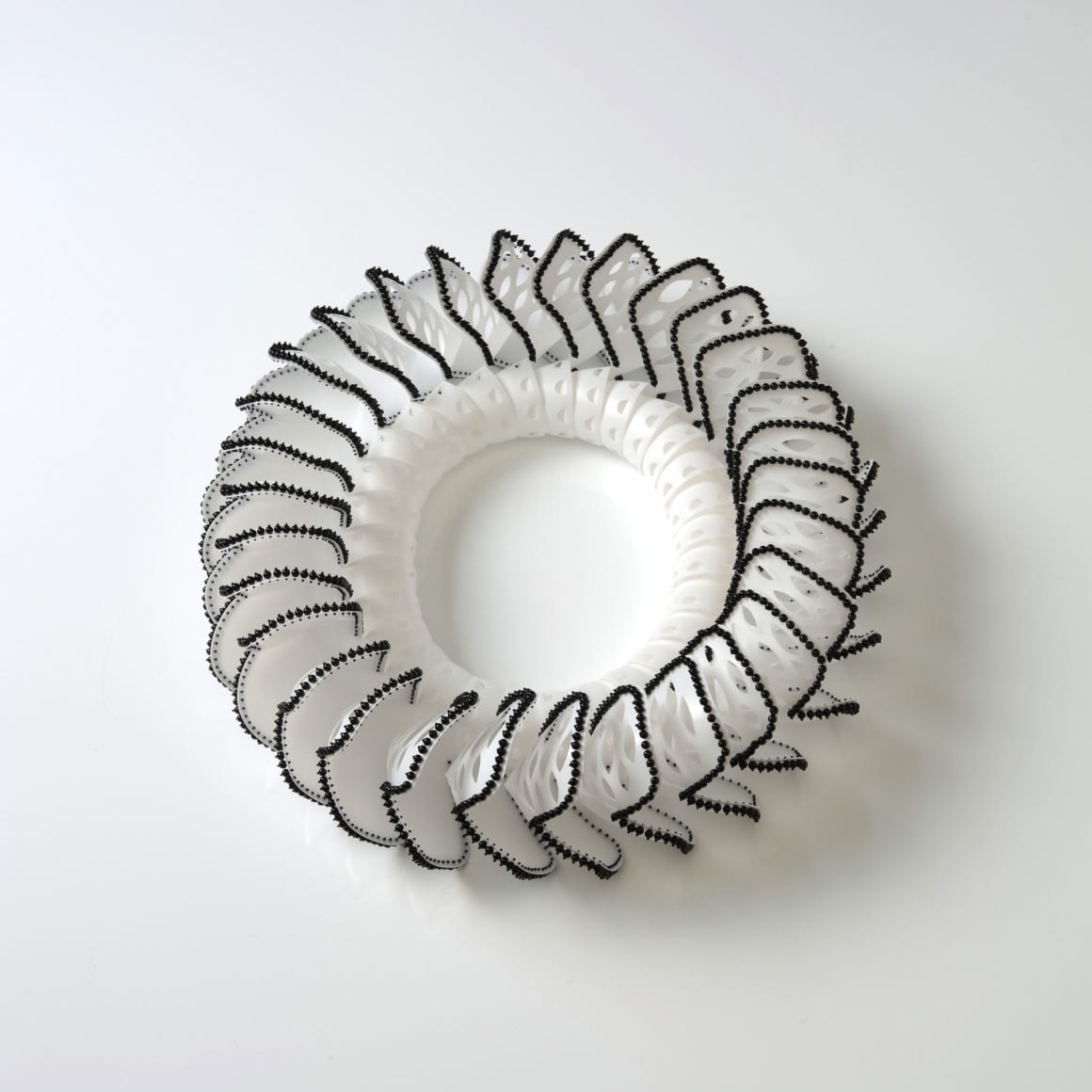 necklace, 2012, plastic jogurt bottles, onyx