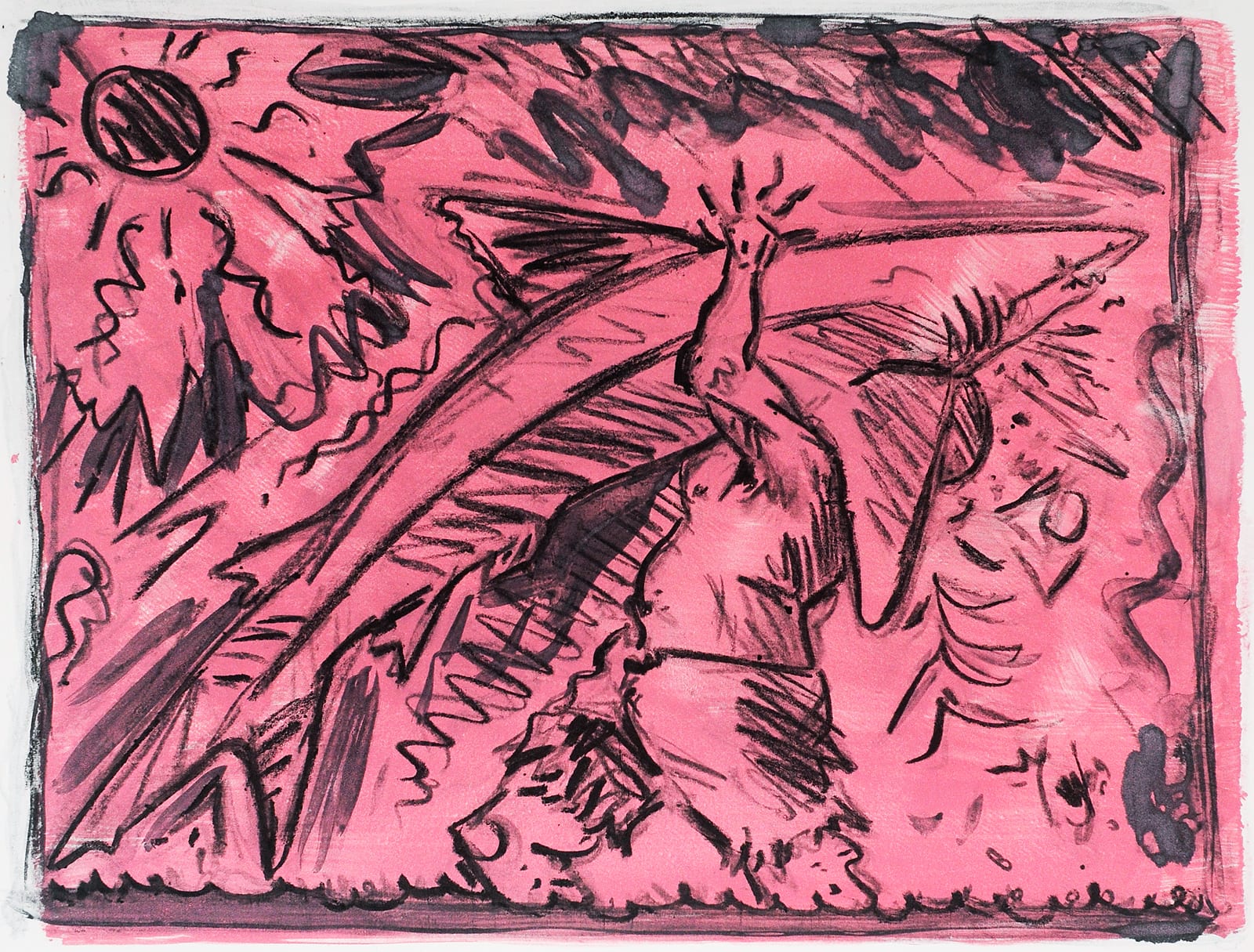 Shark Catcher, 8x10" Monotype on 22x30" Paper, Printed at Milestone Graphics, 2023