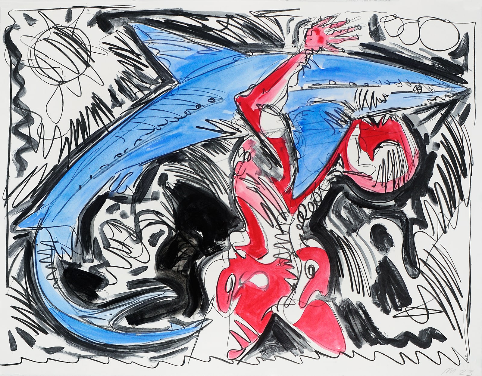 Shark Catcher, Monotype with Hand Additions on 22x30" Paper, Printed at Milestone Graphics, 2023