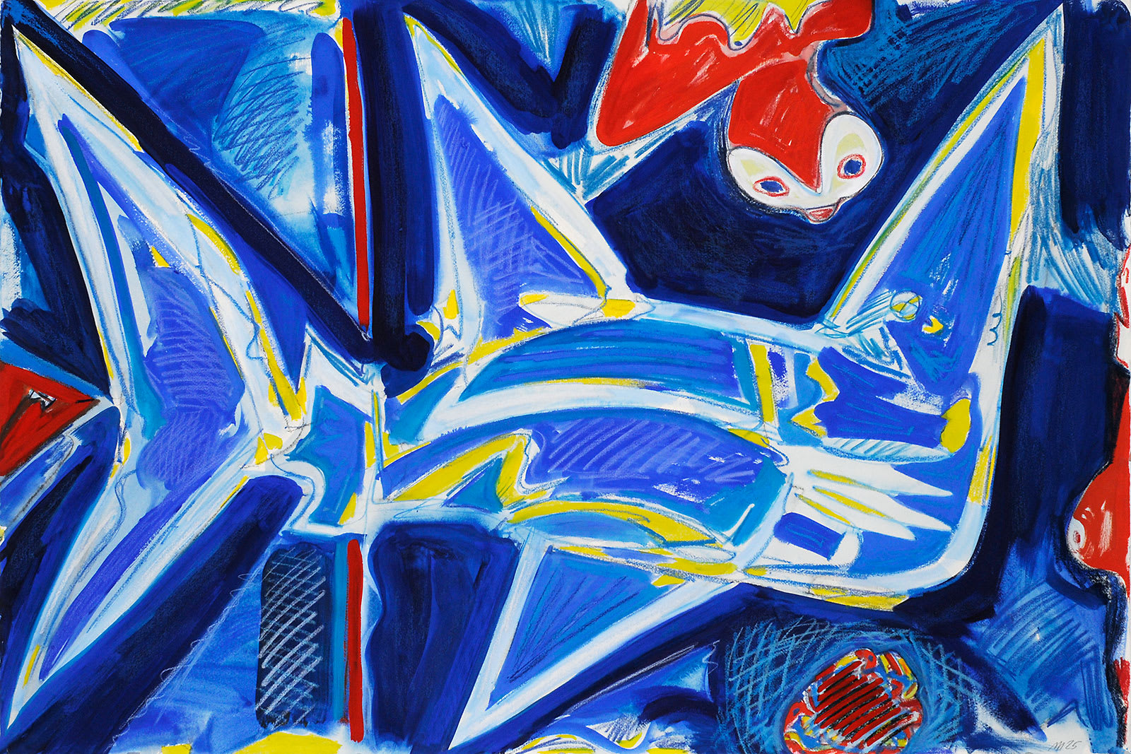 Looking Up, Looking Down,, Gouache, Oil Pastel, and Crayon on Paper, 32x44", 2025