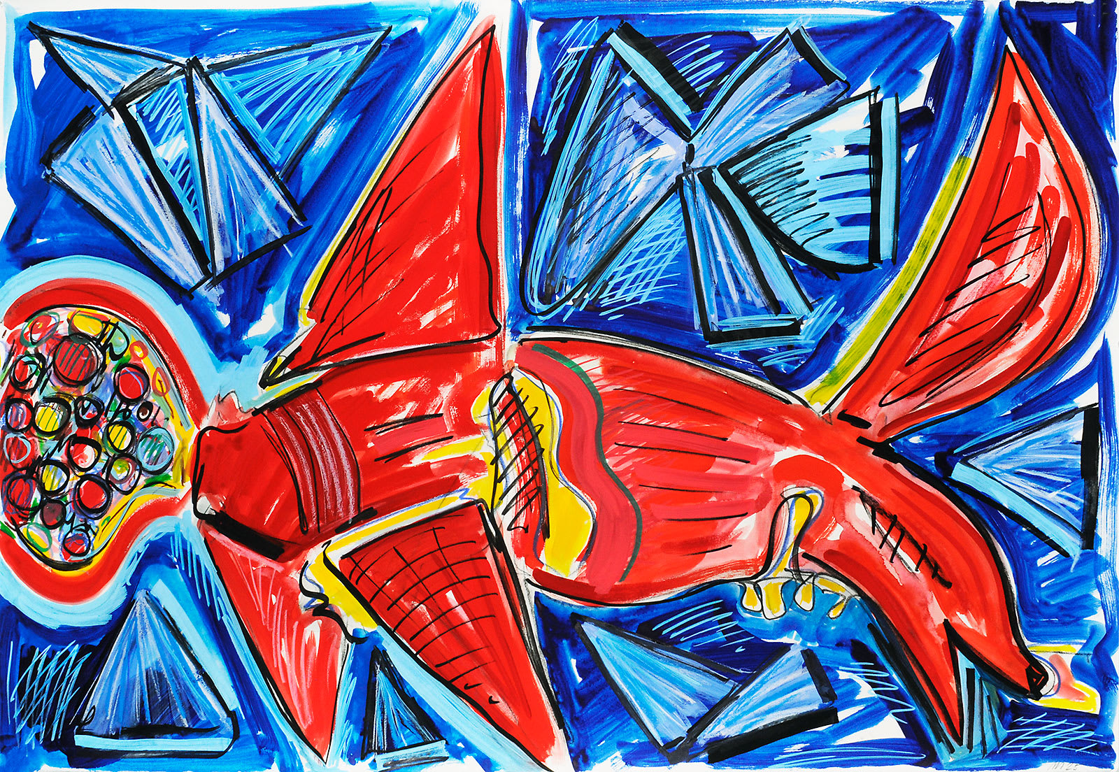 Mutation, Gouache, Marker, and Oil Pastel on Paper, 25x40", 2025