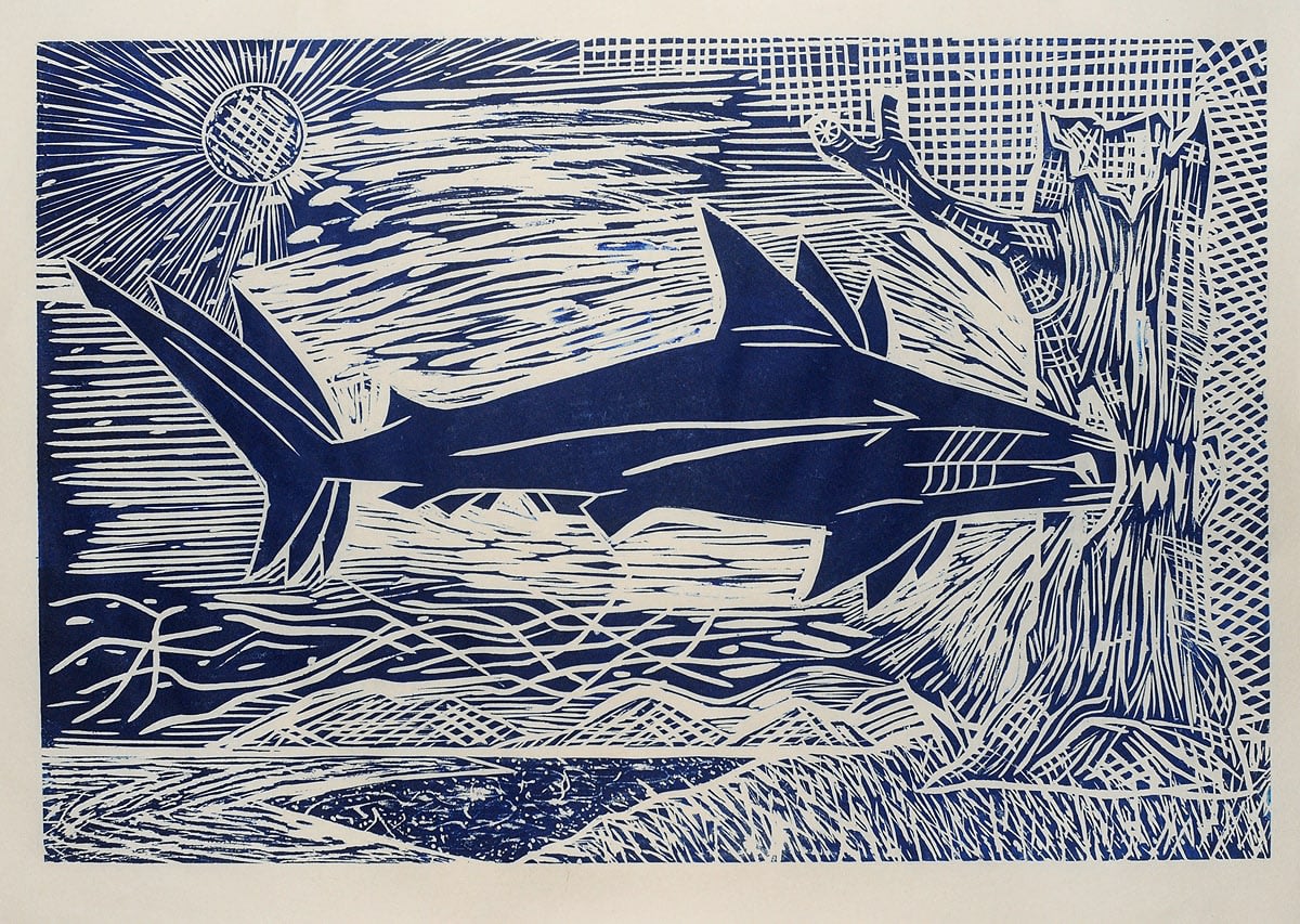 After the Wave, Second State, Woodcut on Nishinouchi Paper, 29x42", Edition of 10, 2022 Printed by the Artist