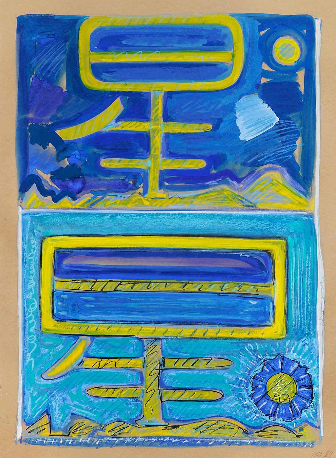 Star, Gouache, Crayon, and Oil Pastel on Paper, 30x22", 2024