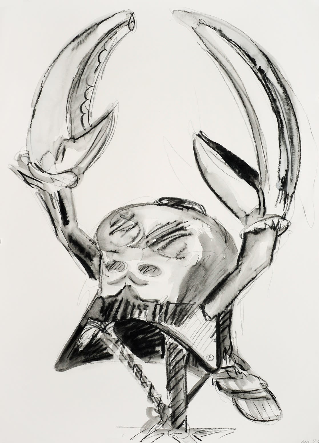 Crab Kabuto, Crayon on Paper, 30x22", 2025