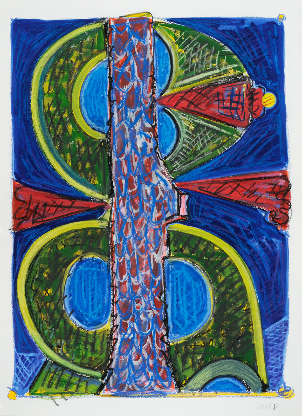 Yōkai, Gouache, Pencil, and Crayon on Paper, 30x22", 2018