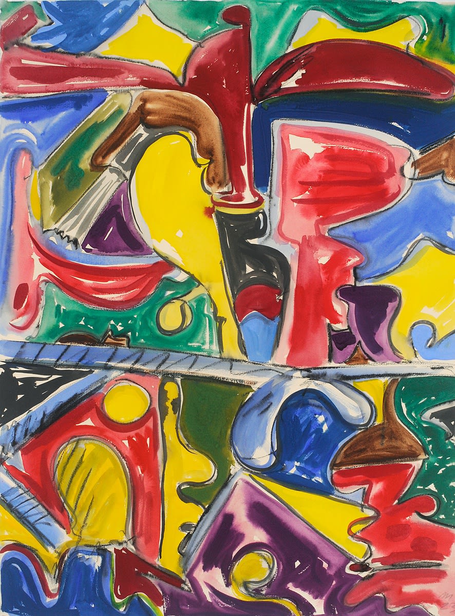 Untitled, Gouache and Watercolor Pencil on Paper, 30x22", 2023