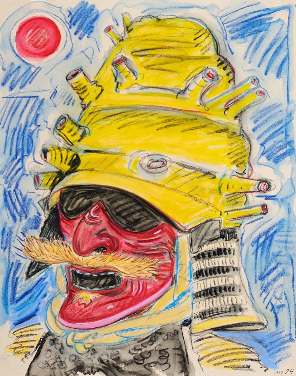 Samurai, Pastel on Paper, 27x21", 2024
