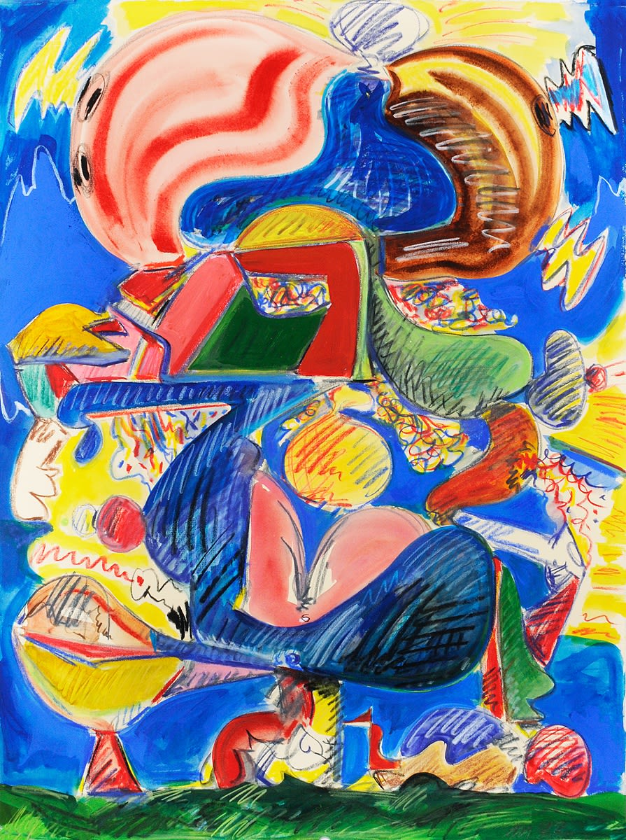 Obake, Gouache and Oil Pastel on Paper, 30x22", 2022