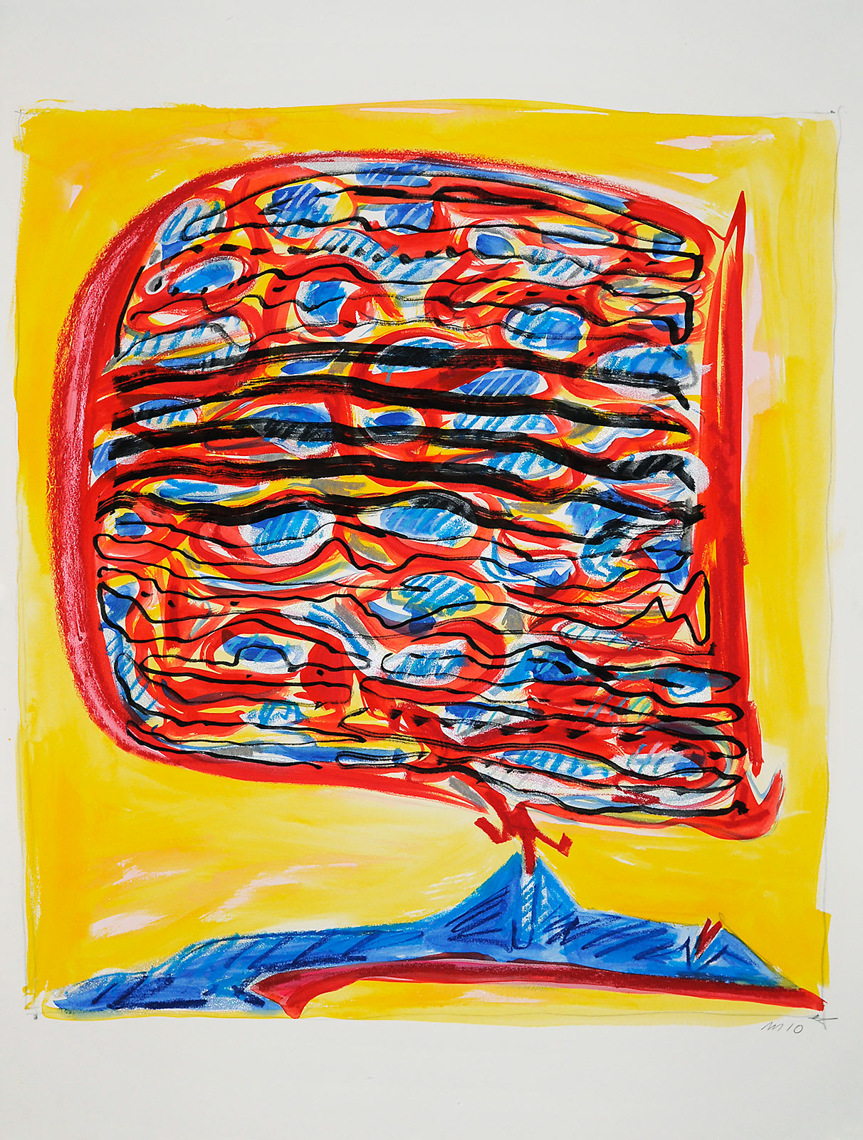 Volcanic Eruption, Gouache, Oil Pastel, and Marker on Paper, 22x30", 2010