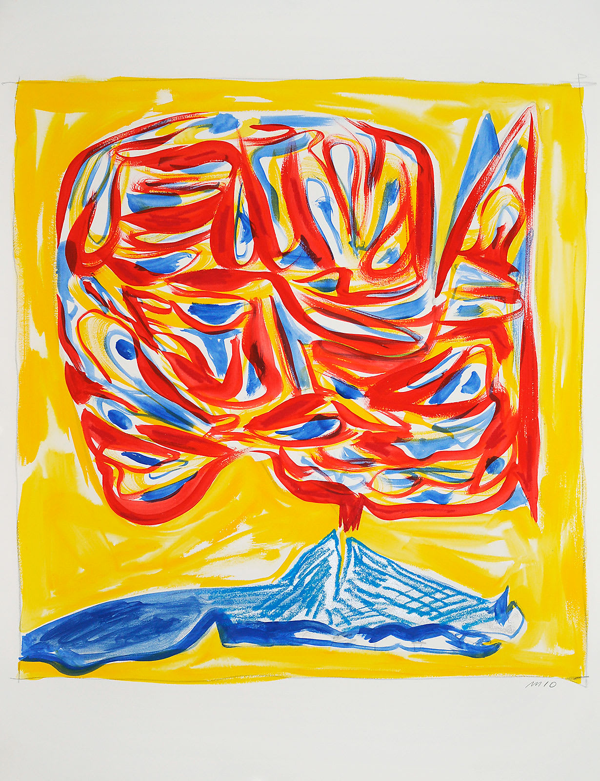 Volcanic Eruption, Gouache and Oil Pastel on Paper, 22x30", 2010