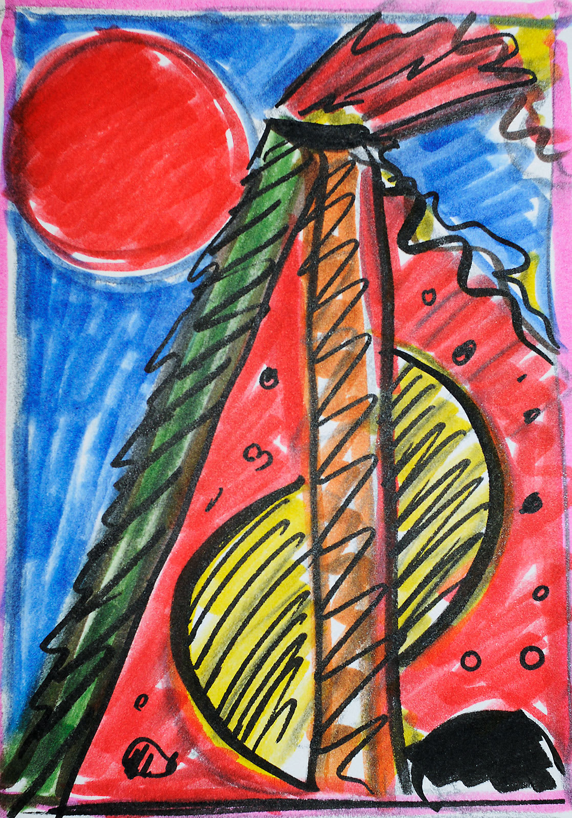 Volcanic Landscape, Sketchbook Page, Marker on Paper, 2023