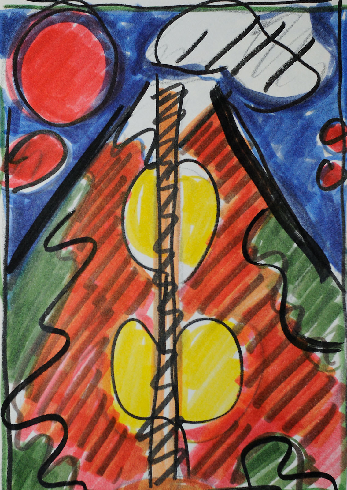 Volcanic Landscape, Sketchbook Page, Marker on Paper, 2023