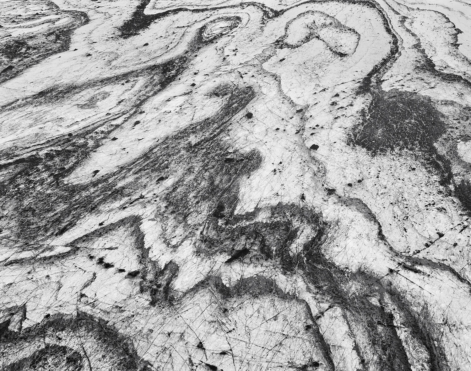 Aerial View, Dyngjujökull Glacier, Iceland, 2019 Selenium Toned Silver Gelatin Print 16x20" Edition of Three