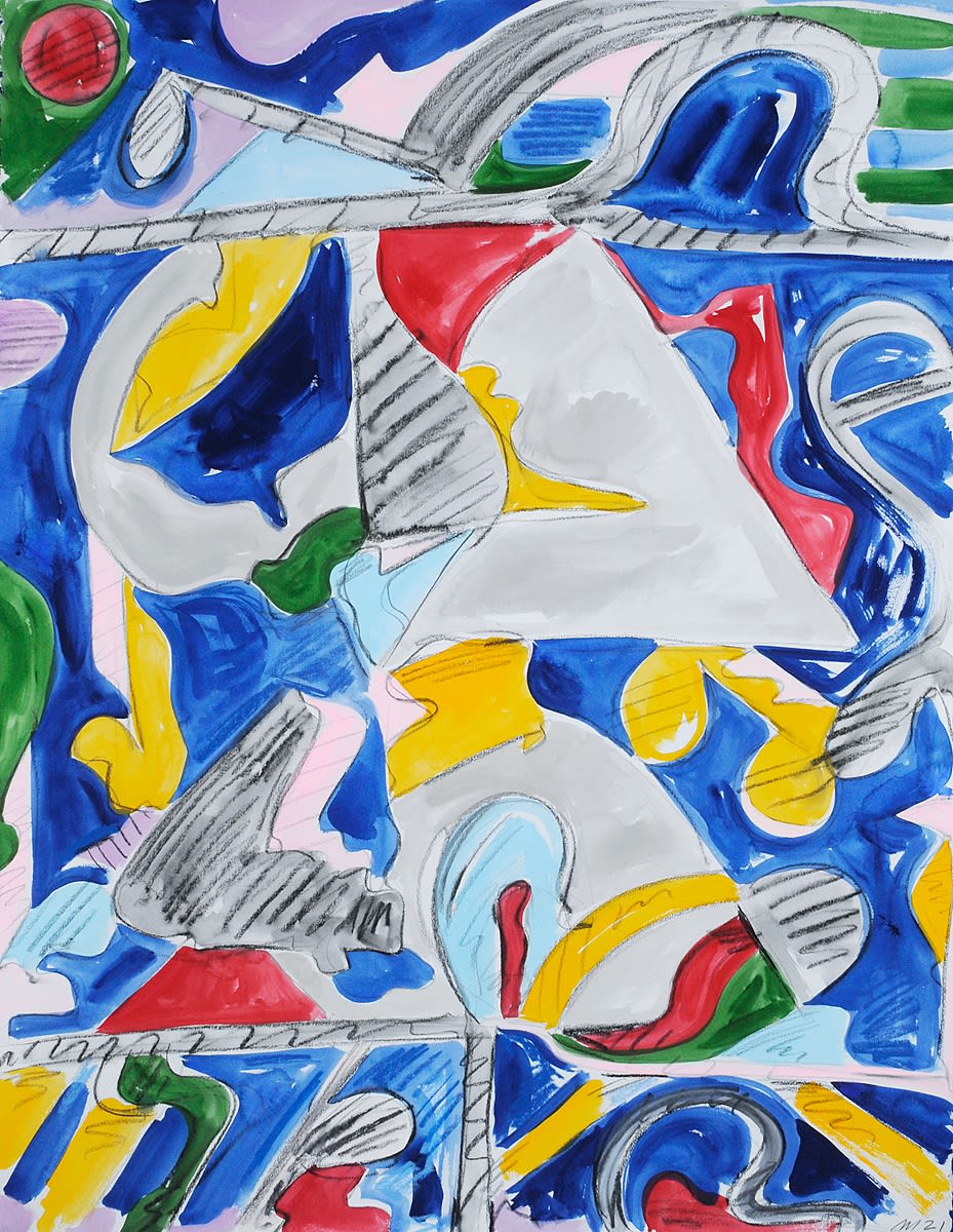 Untitled, Oil Pastel, Crayon, and Gouache on Paper, 30x22", 2021