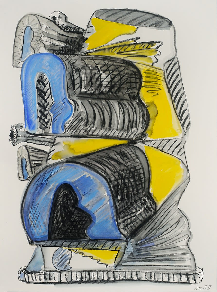Untitled, Pencil, Charcoal, Crayon, and Gouache on Paper, 30x22", 2023