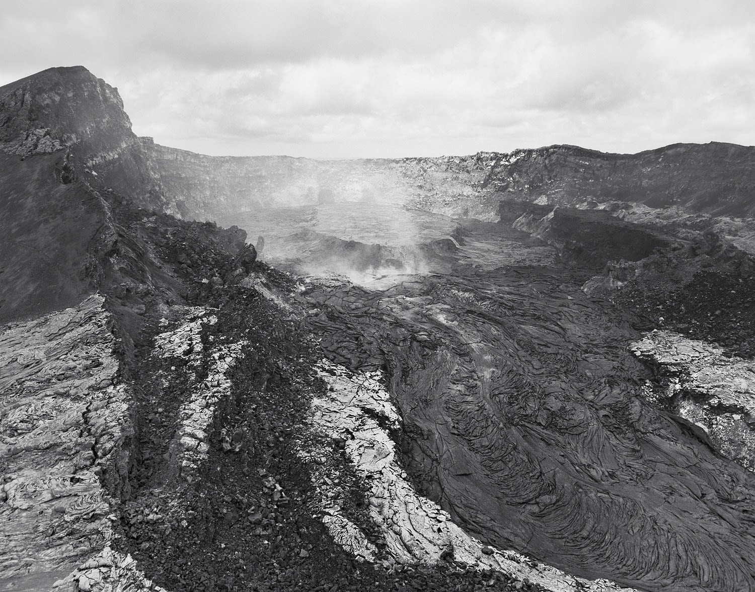 Aerial View of Perched Lava Lake, Pu'u O'o, Hawai'i, 2011 Selenium Toned Silver Gelatin Print 16x20" Edition of Three