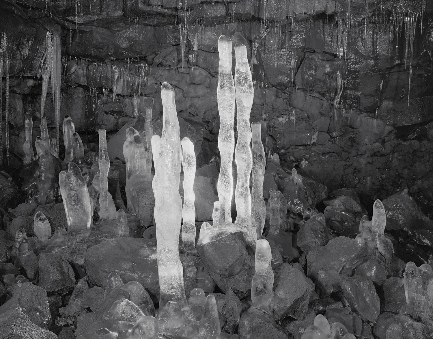 Ice Formations, Arnarker Lava Tube, Iceland, 2011 Selenium Toned Silver Gelatin Print 16x20" Edition of Three