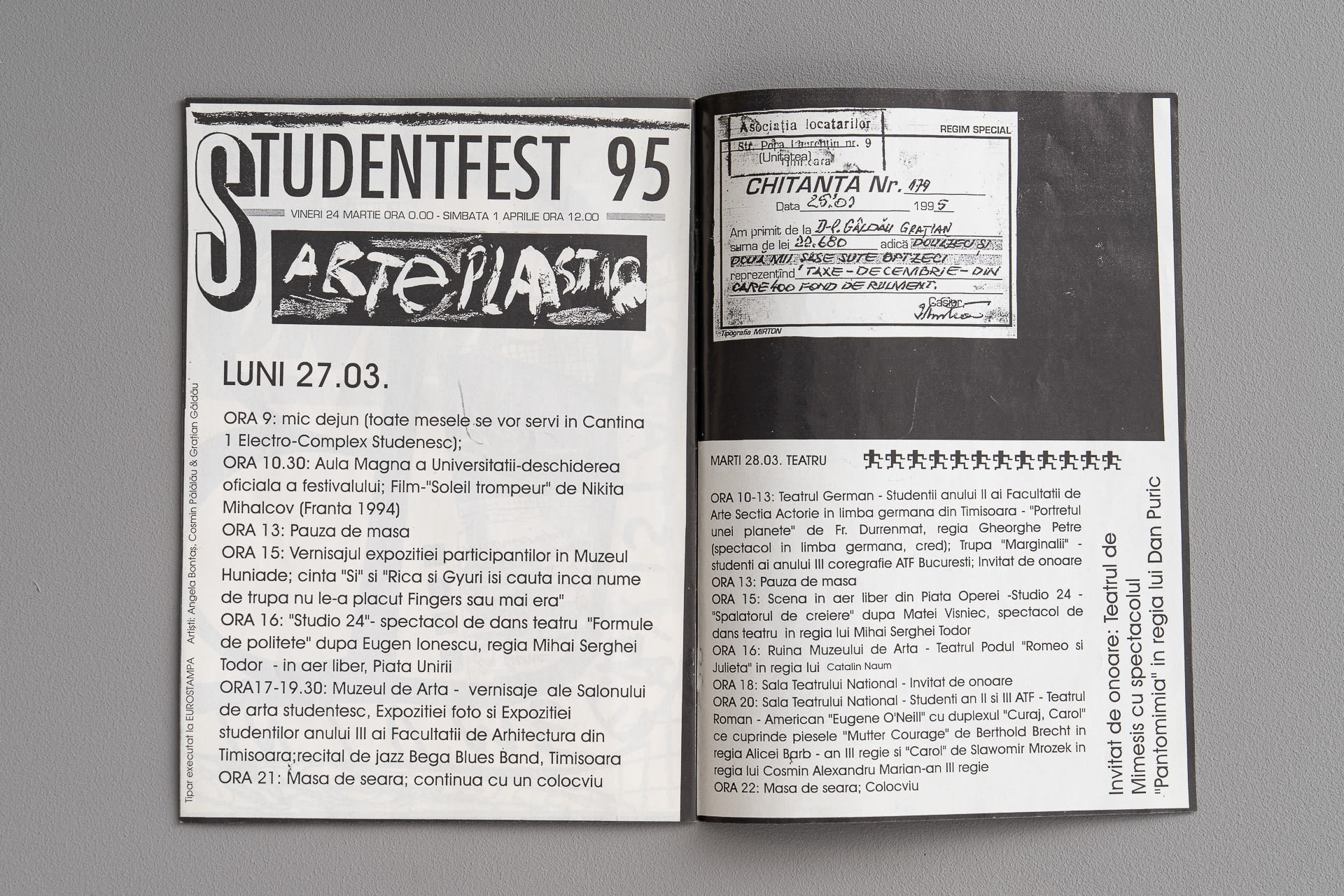 Grațian Gâldău Studentfest Brochure, 1995 Offset print Printed 500, (3 remaining)
