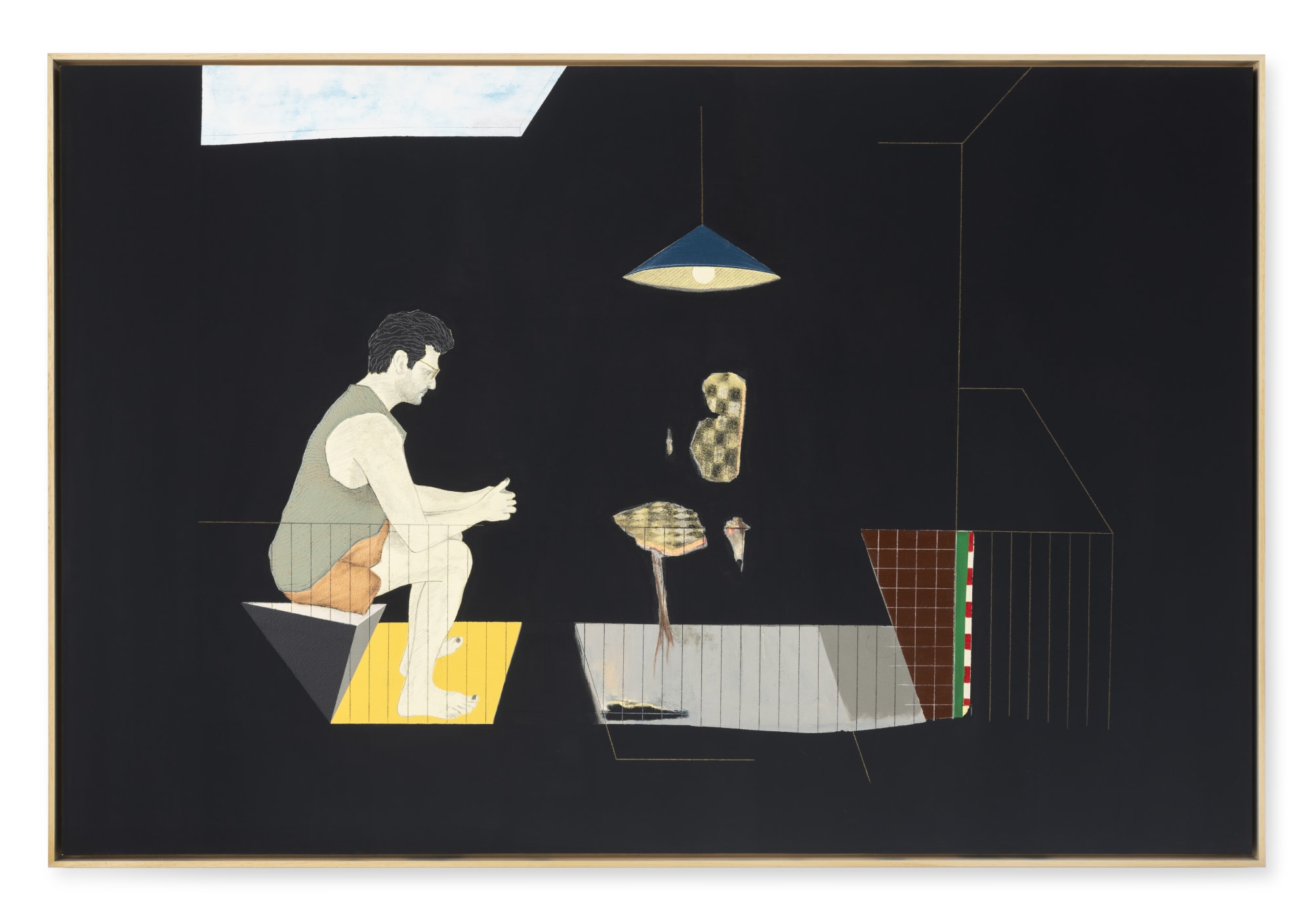 Dhavinder Singh Sitting still, planting thoughts (board game), 2025 Acrylic, emulsion, charcoal, graphite on canvas 122 X 183 cm