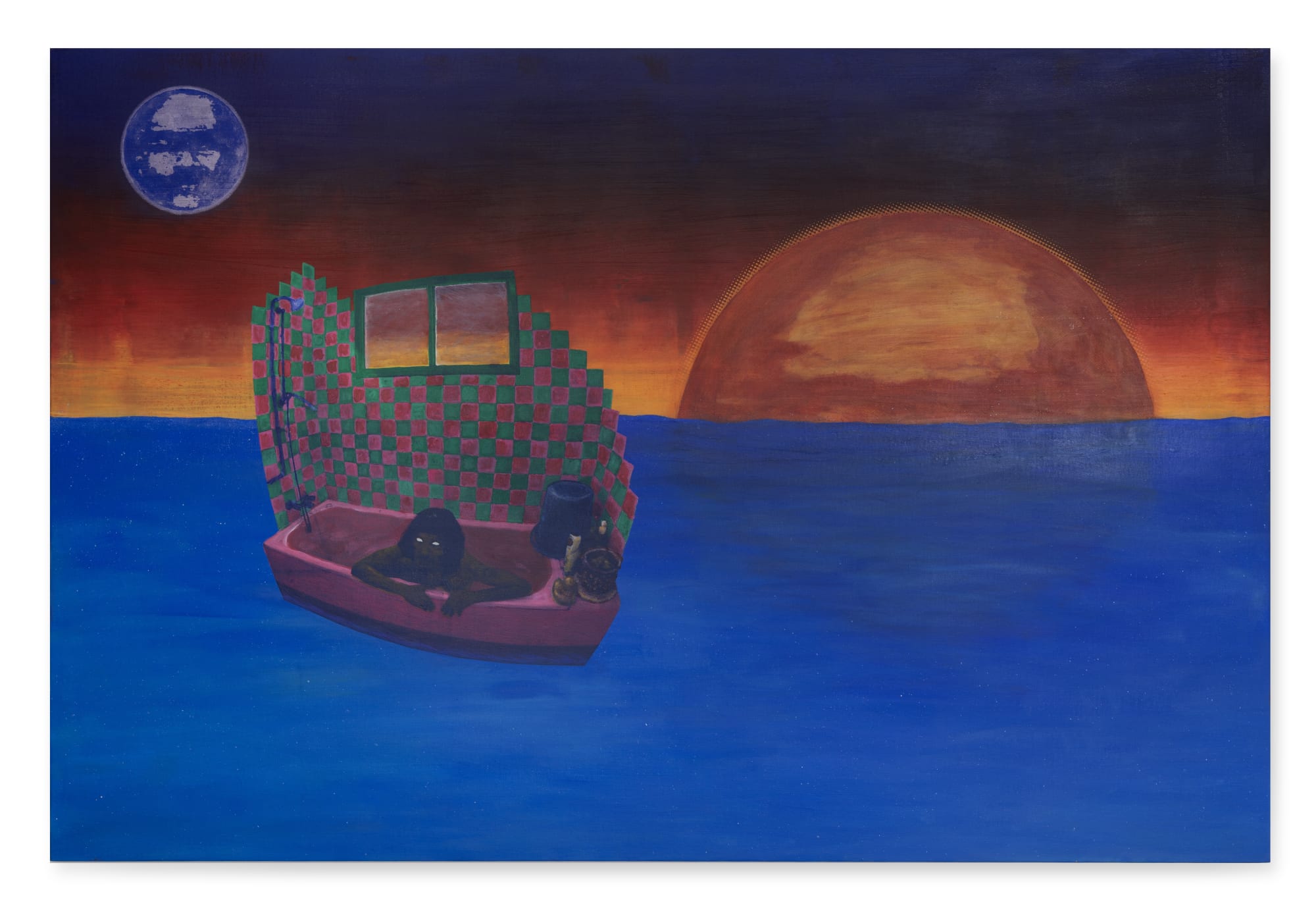 Sanan Anuar Menuju Fana, 2025 Acrylic and screen printing on canvas 182 X 122 cm