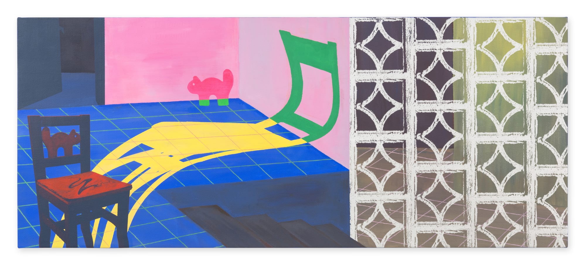 Sanan Anuar Antara Dua, 2025 Acrylic, color pencil, and screen printing on canvas 182 X 76 cm