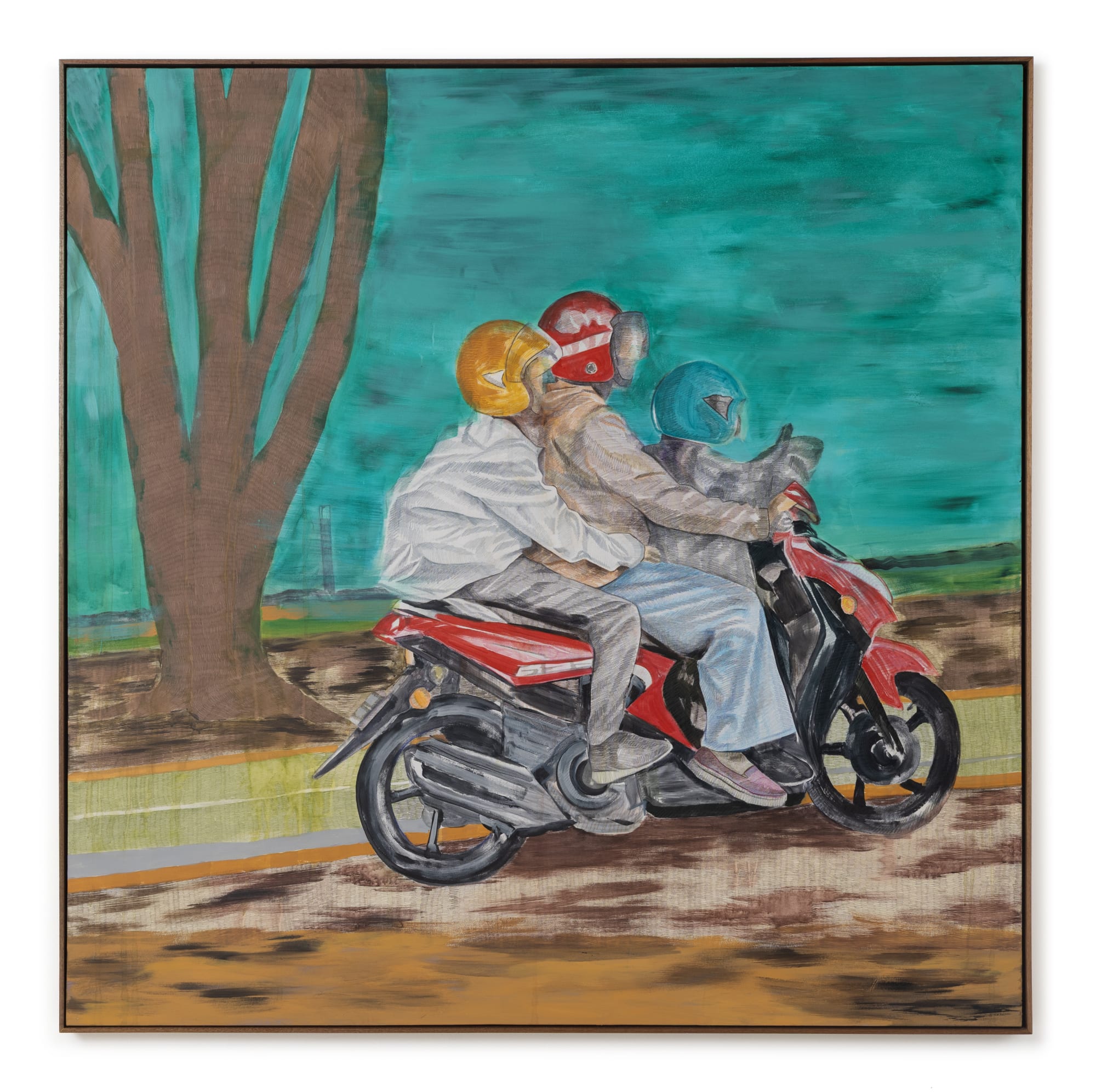 Arash Jabbar Promise Me To Stay Till The End, 2025 Acrylic, emulsion, and colored pencil on canvas 182 X 182 cm