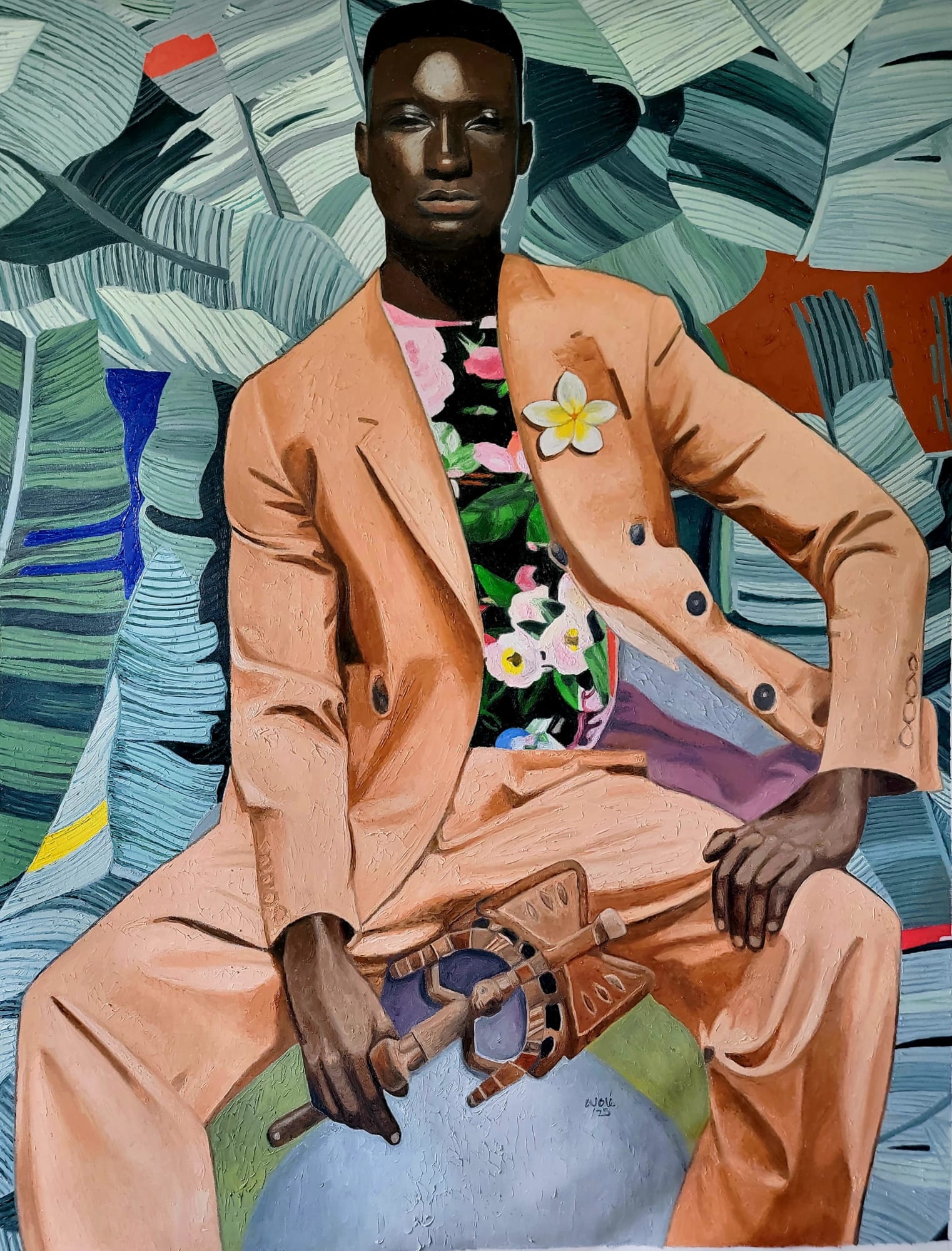 Wole Lagunju, Study of Man with a Dance Wand, 2025