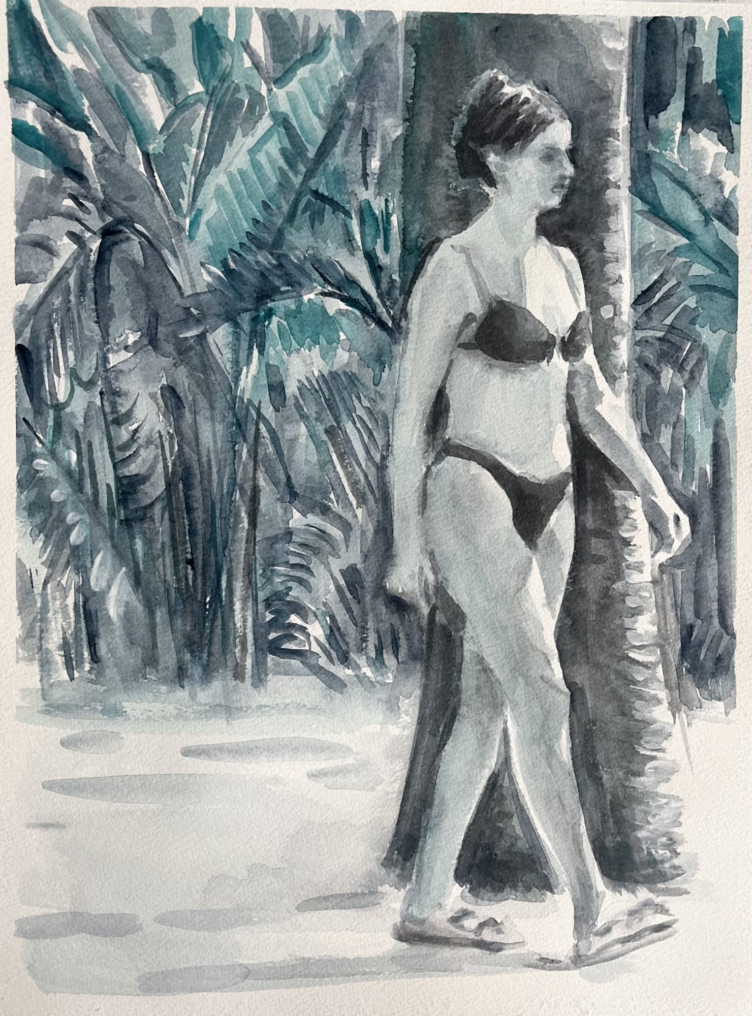 Carmen Belean The green maze, 2025 watercolour and gouache on paper 40 x 30 cm / 52 x 42 cm framed